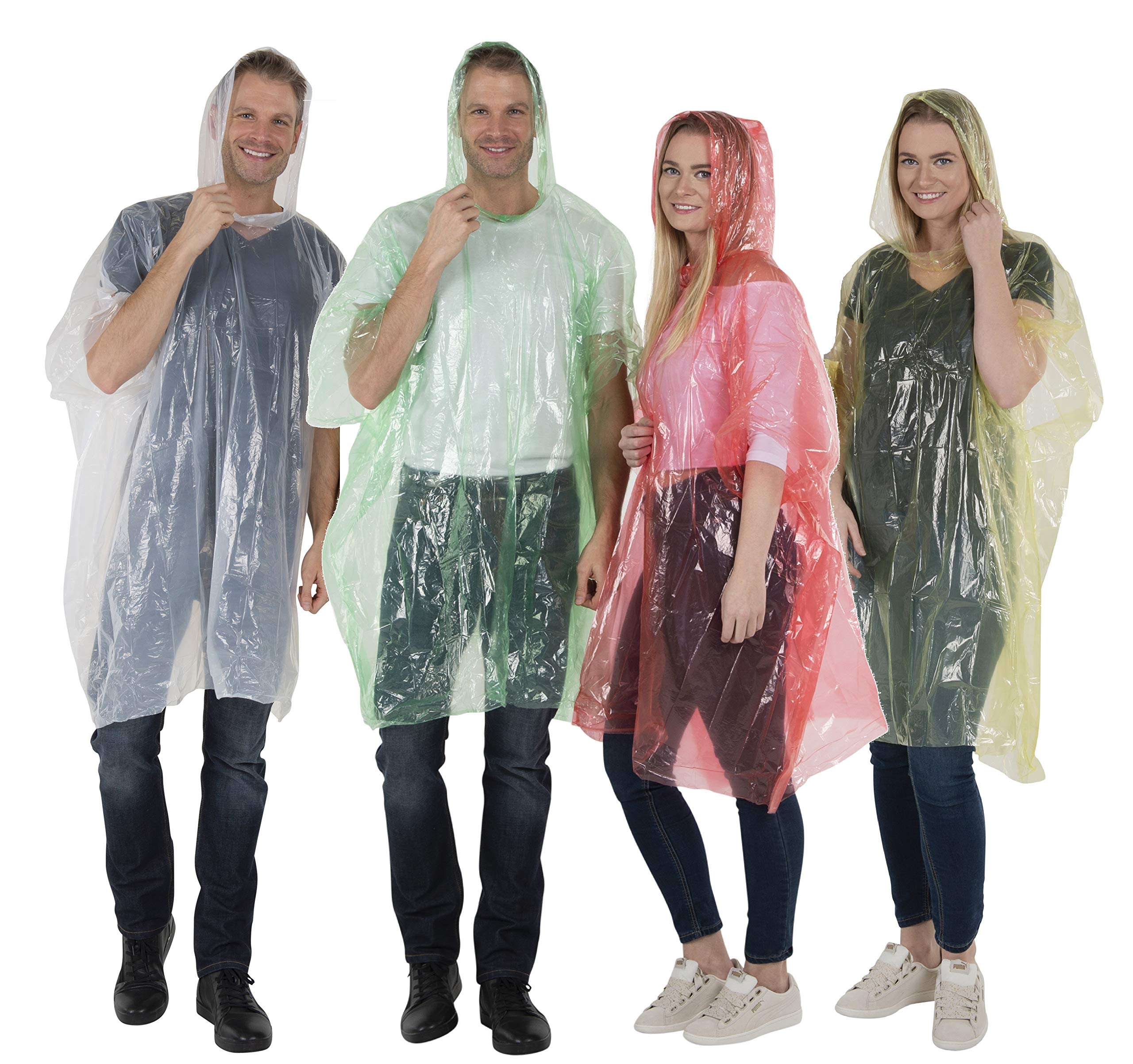 **Waterproof Disposable Rain Ponchos for Adults & Teens - Bulk Pack Emergency Raincoats for Outdoor Activities, Parks, Hiking & Travel - Multi Colors**