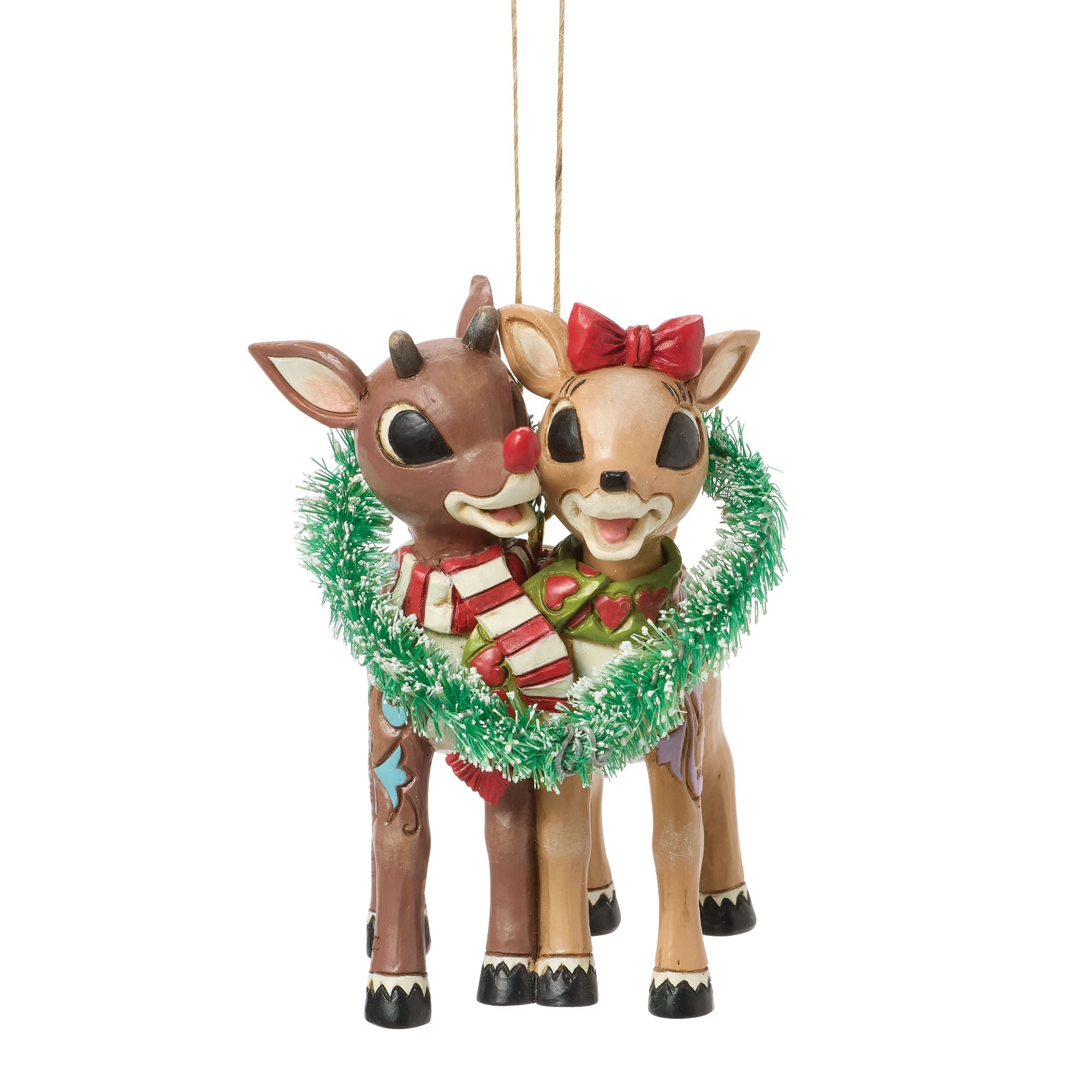 Rudolph & Clarice Heart Hanging Ornament - Christmas Couple Decor for Tree, Home, and Holiday Party Decorations