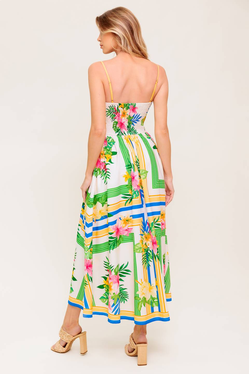 Floral Print Midi Dress with Pockets - Elegant Floral Harmony Summer Dress for Women, Perfect for Garden Parties, Brunch Dates & Vacation Outfits