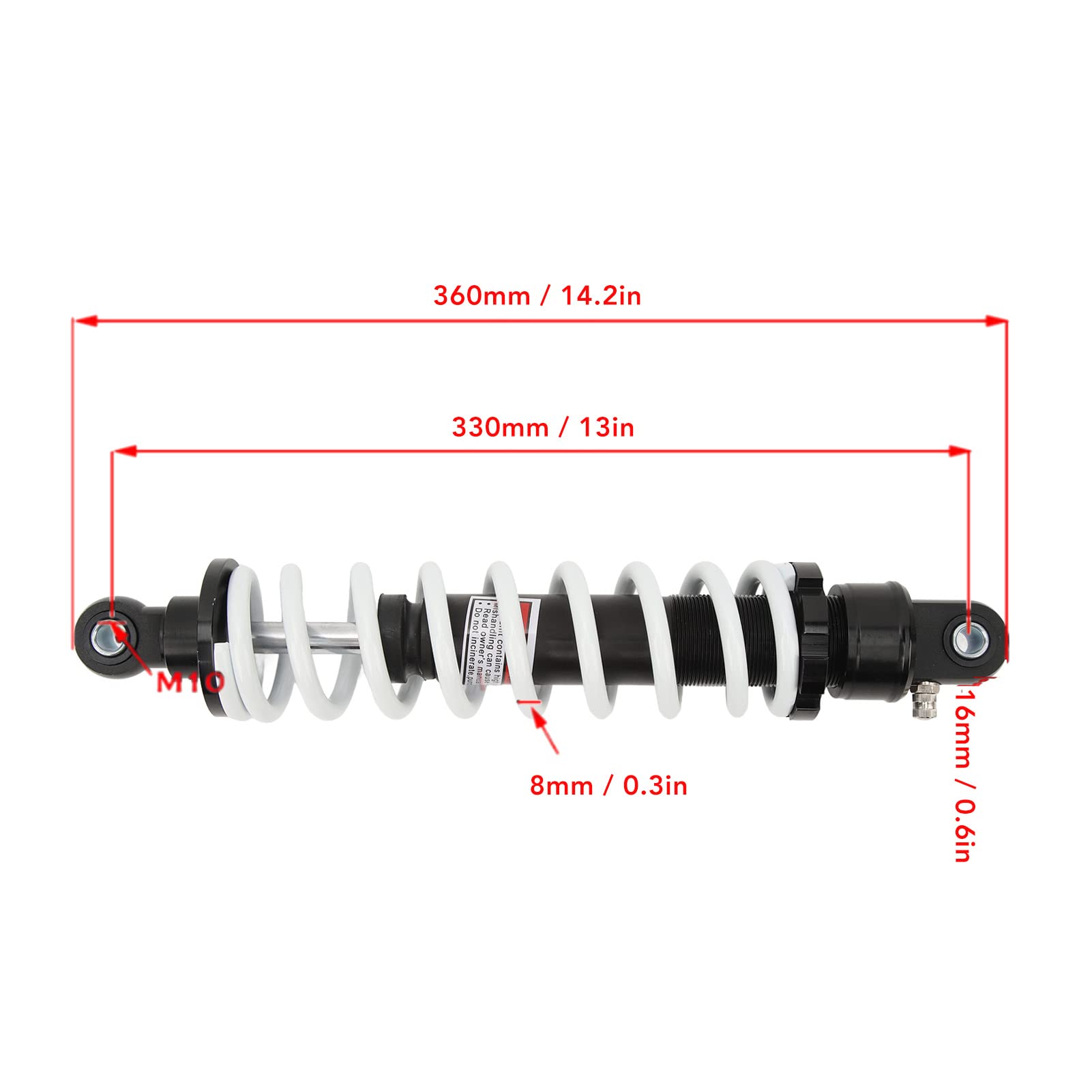 330mm Universal ATV Rear Shock Absorber - Adjustable Motorcycle Shock Damper for Pit Bike, Quad, Trail & Kart | Off-Road, Dirt Bike & Adventure Riding
