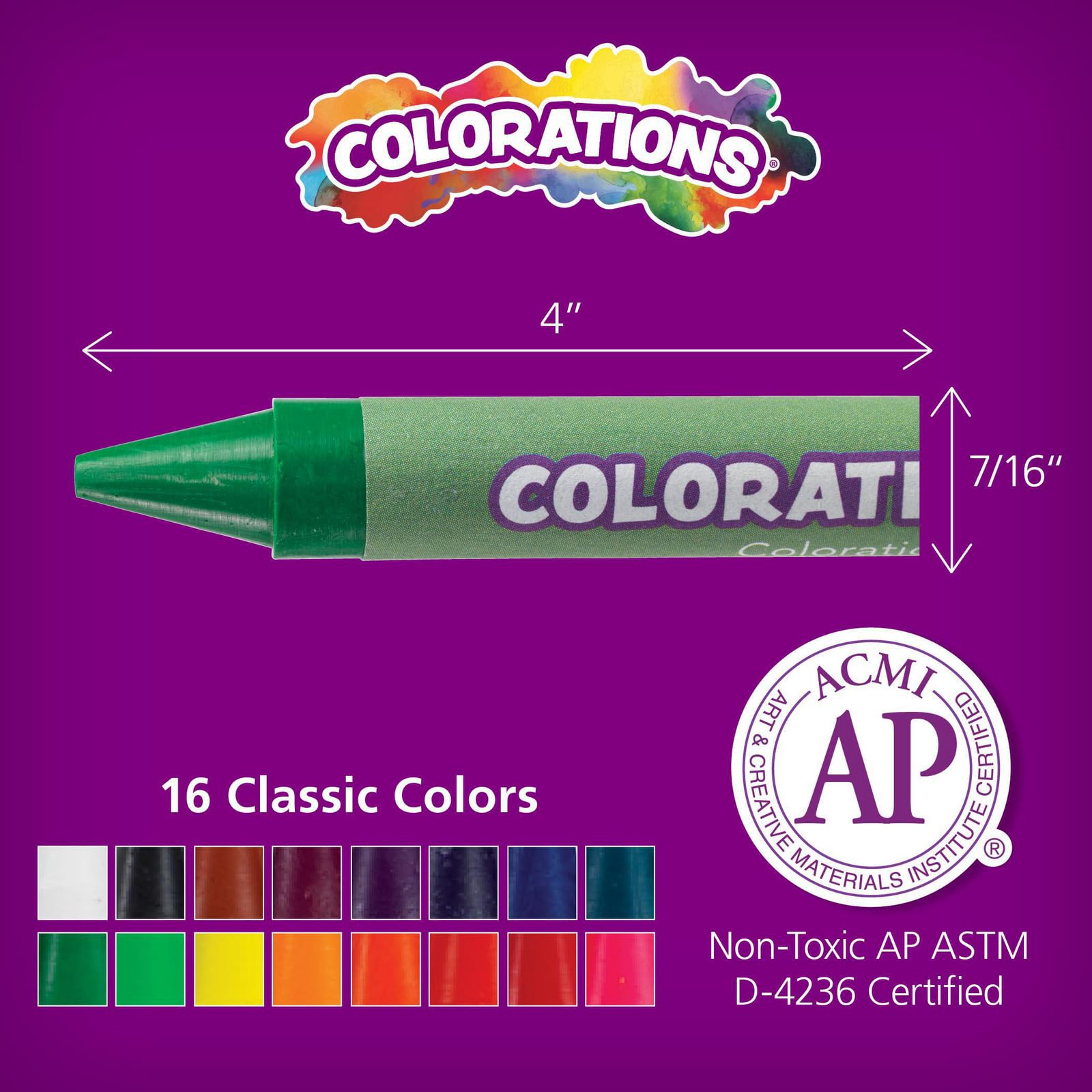 **Colorations® Large Crayon Classpack - 400 Count, 16 Vibrant Colors (25 Each) - Jumbo Non-Toxic Crayons for Kids - Easy to Hold & Smooth Glide - Perfect for Classrooms, Homeschooling & Art Projects**