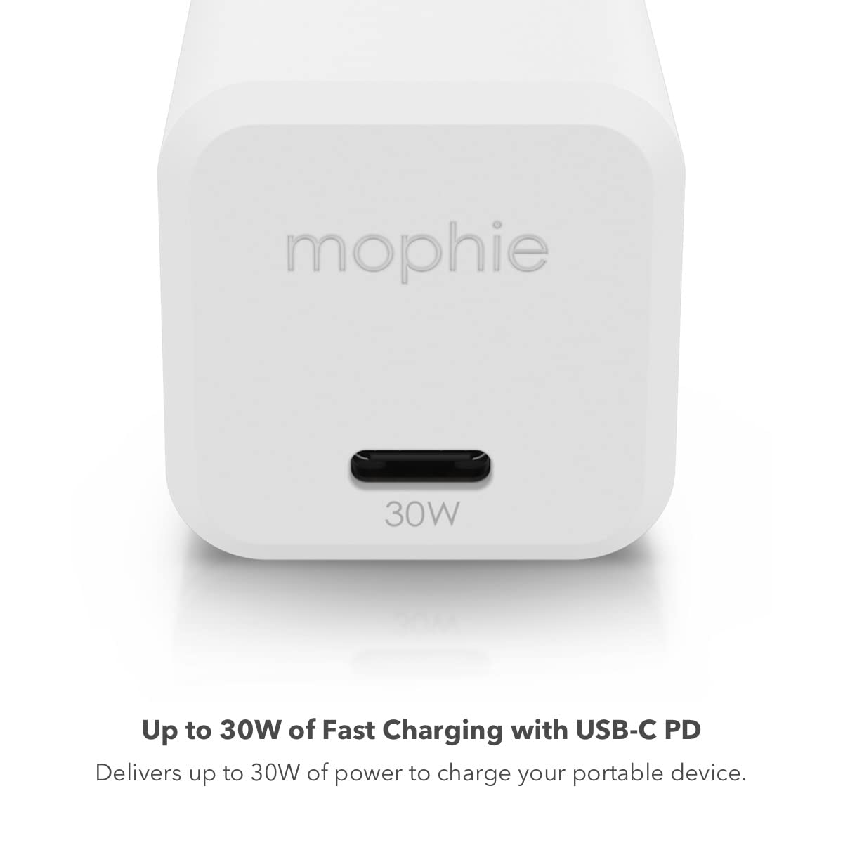 mophie Speedport 30 USB-C GaN 30W Fast Charger - Compact Foldable Power Adapter for MacBook Pro 13, iPhone 16/14/14 Pro, Samsung Galaxy S25/S24, Google Pixel 9 - Perfect for Travel, Office & Home Use - White