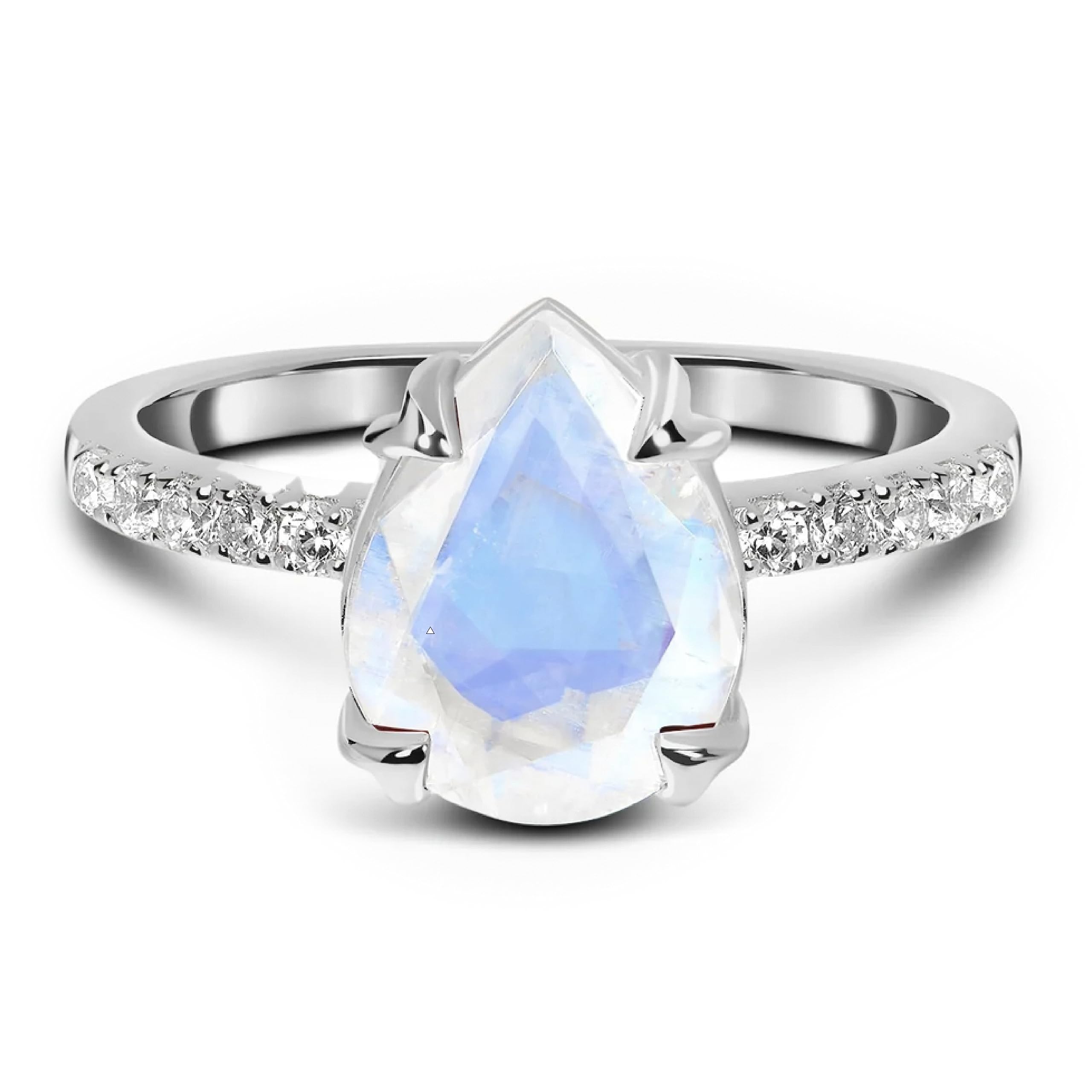 Moon Magic - Genuine Rainbow Moonstone, Ruby, Garnet, Rose Quartz, Obsidian, Amethyst & Opal Rings in 925 Sterling Silver & 18k Rose Gold - Women's Birthstone Jewelry for Everyday Wear, Gifts & Special Occasions