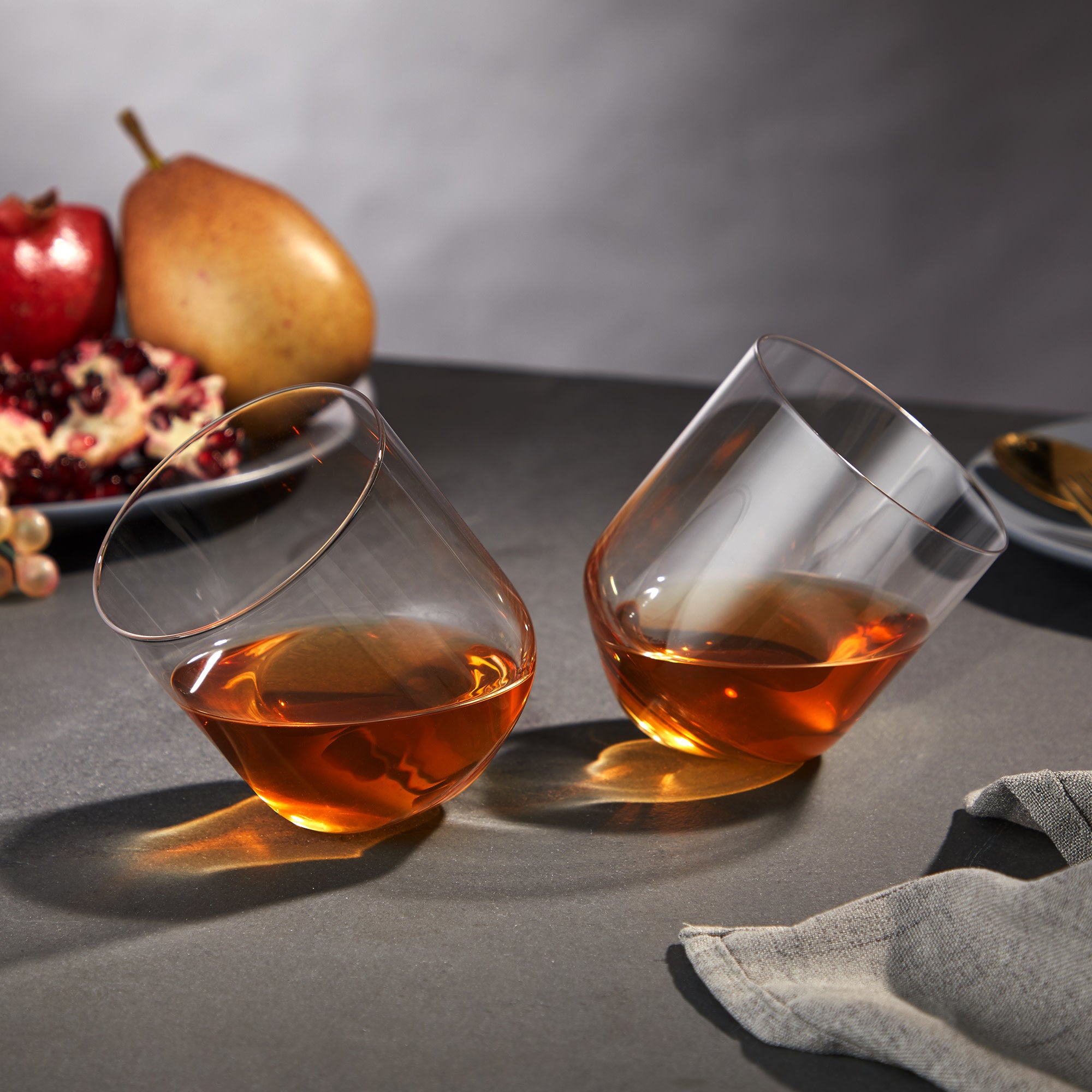 Premium Rolling Crystal Whiskey Glasses Set of 2 - Elegant Whiskey Tumbler Rocks Glasses for Bourbon, Scotch & Cocktails - Perfect for Home Bar, Gifts & Dinner Parties