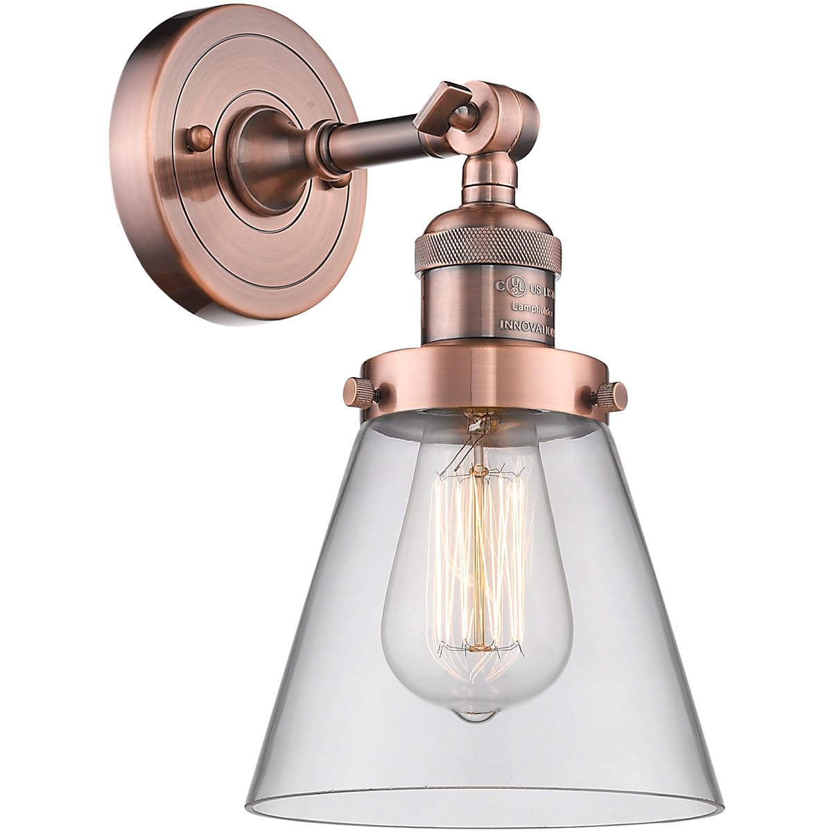 Innovations 201F-AC-G62-LED Semi-Flush Mount Ceiling Light Fixture - Antique Copper Finish, Energy Efficient LED Lighting for Bedroom, Hallway & Entryway