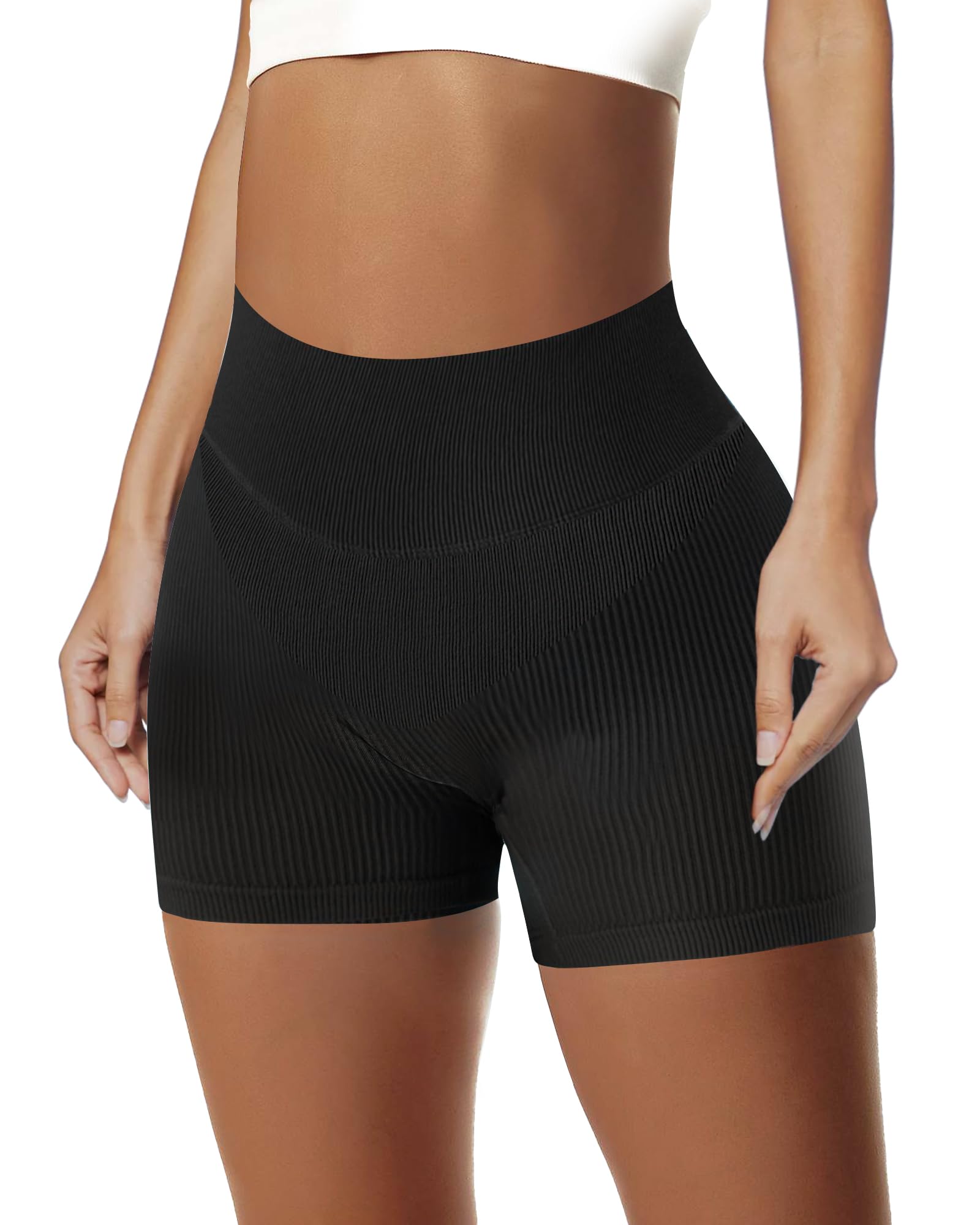 AURUZA Women's High Waist Biker Shorts - Workout Leggings for Yoga, Running & Gym - Solid Blue Athletic Shorts - Perfect for Fitness, Cycling & Lounge Wear