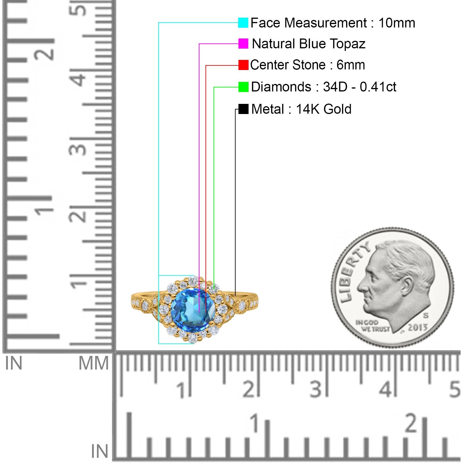 14K Gold 1.25ct Floral Art Deco Round 6mm G SI Diamond Engagement Ring for Women - Perfect Wedding Band, Anniversary Gift & Bridal Jewelry (Ideal for Proposals, Vow Renewals & Special Occasions)