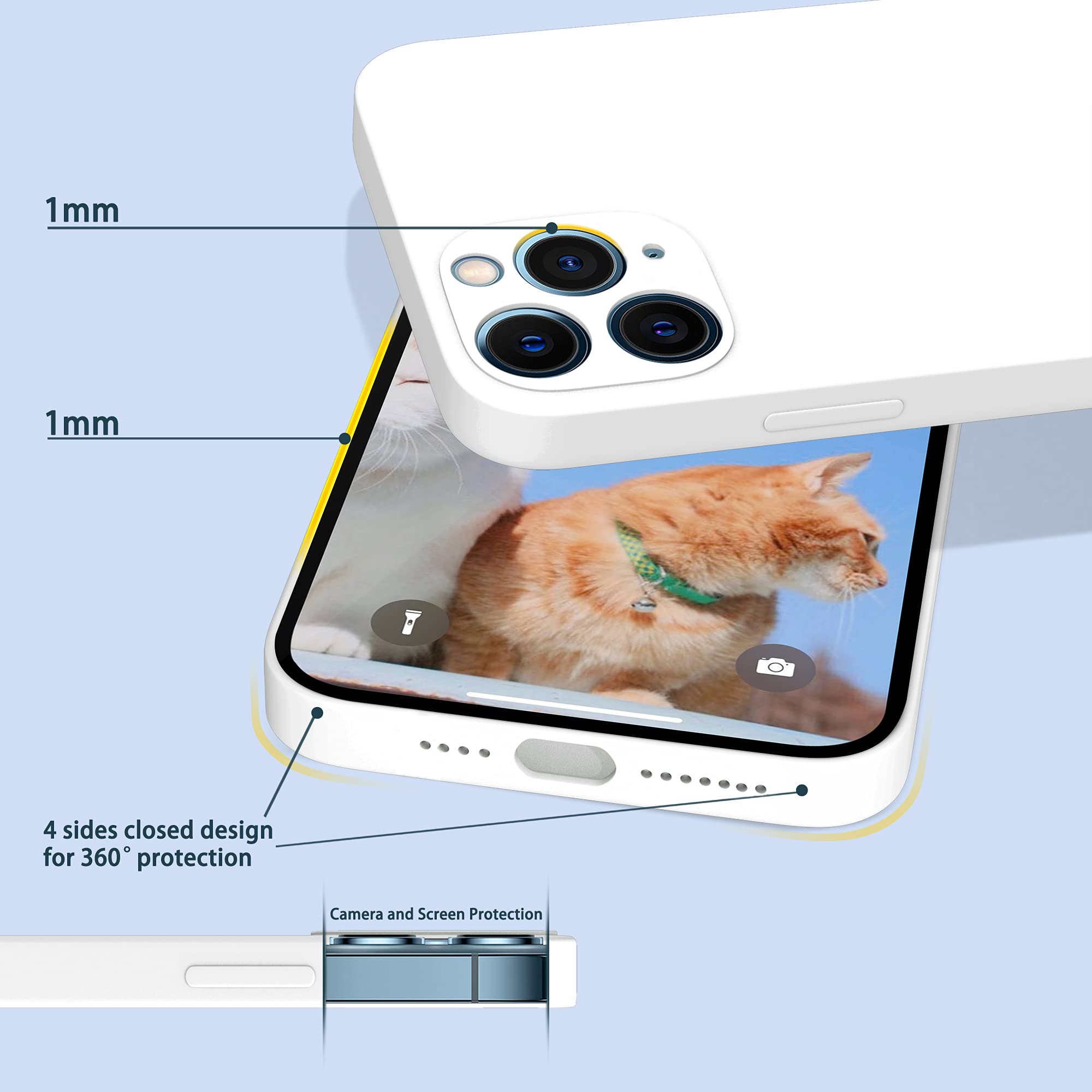 Premium Soft Liquid Silicone Case for iPhone 15 Pro Max (6.7 inch) - Shockproof Full Body Protective Phone Cover with Anti-Slip Grip - Perfect for Daily Use, Travel & Outdoor Activities - White