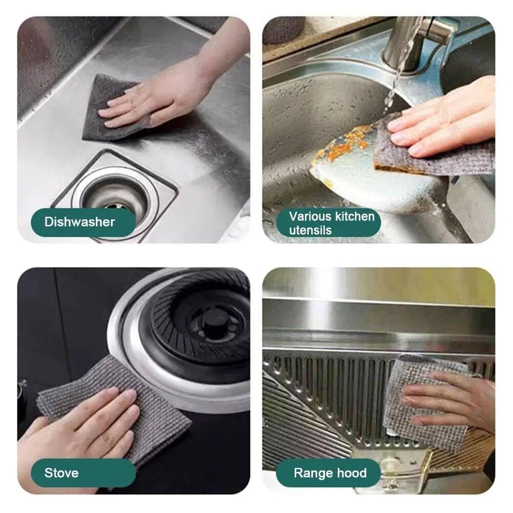 ZEELPETAL Durable Microfiber Kitchen Scrub Cloth Roll - Lint Free, Reusable Cleaning Towels for Kitchen, Multi-Purpose, 1 pc, Ideal for Countertops, Dishes, and Stainless Steel