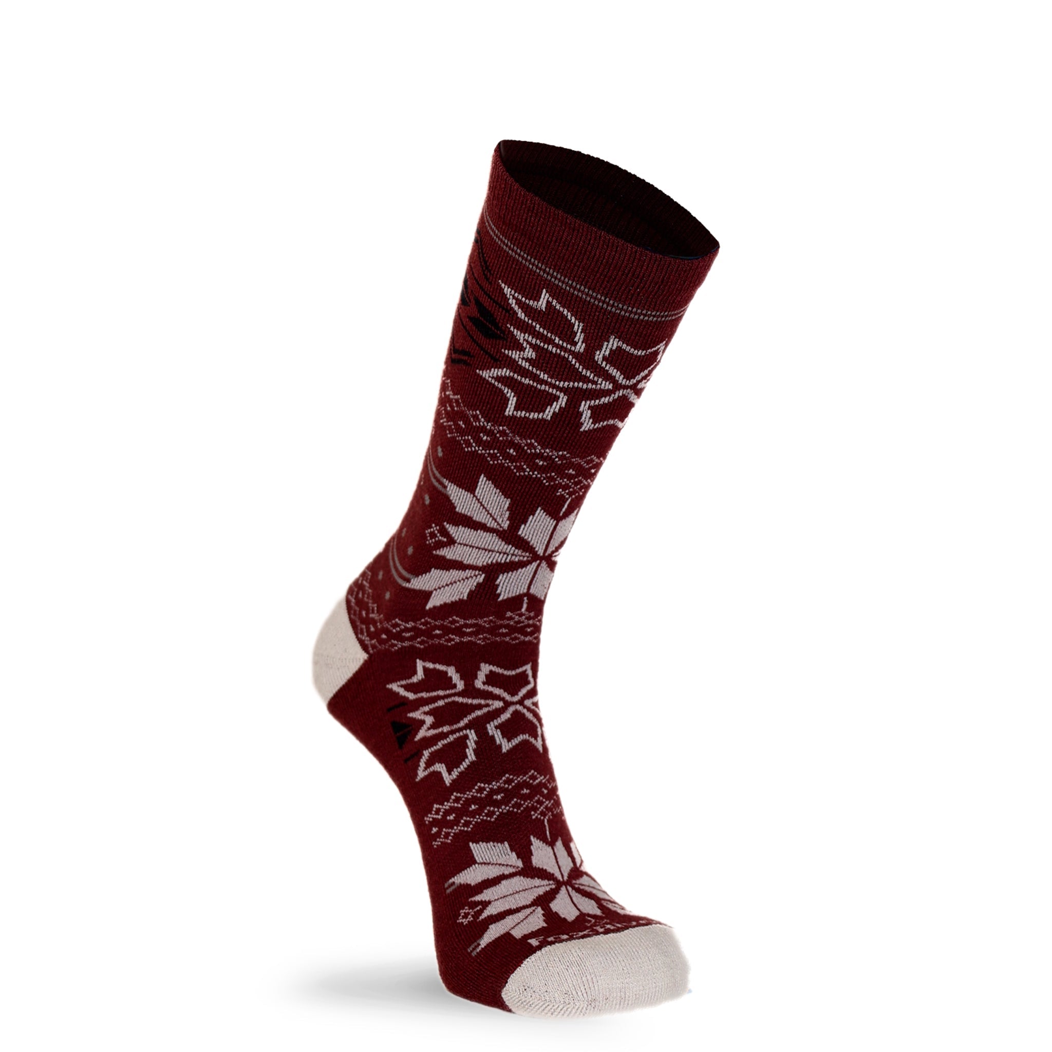 Fair Isle Medium Weight Crew Hiking Socks for Men & Women - Warm Wool Blend Trekking Socks for Outdoor Adventures, Camping, and Winter Hiking