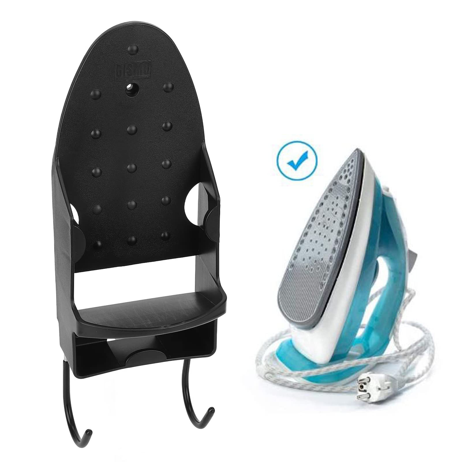 Wall Mounted Ironing Board Rack with Hook - Space Saving for Bathroom & Laundry