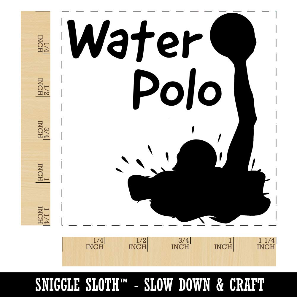 Water Polo Player Rubber Stamp - 1.25 Inch Small Square Craft Stamp for DIY Scrapbooking, Card Making & Journaling - Fun Water Sport Design for Stamping Projects