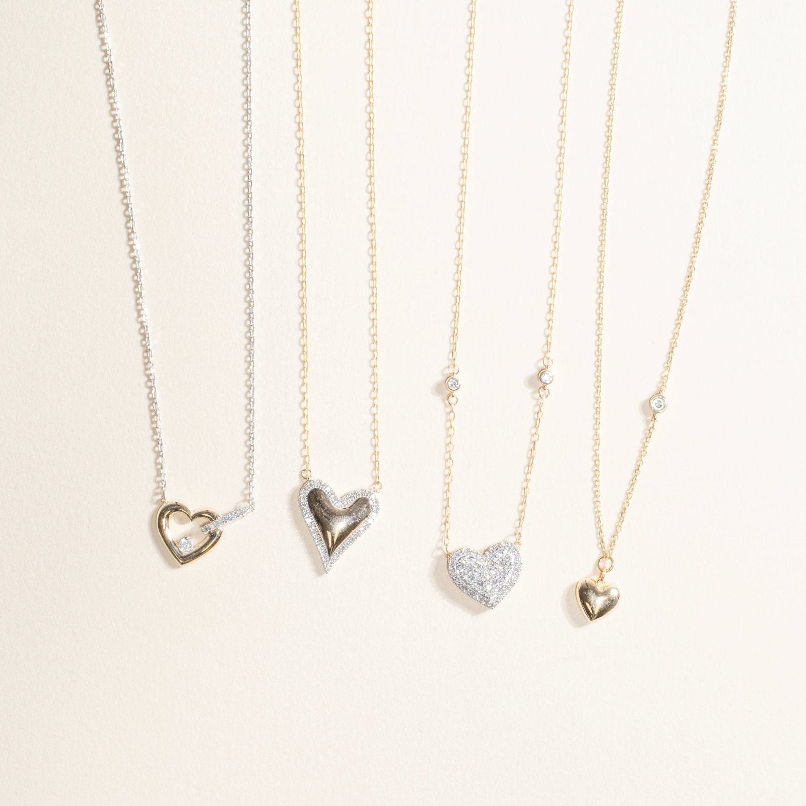 10k Yellow Gold Interlocking Heart Diamond Necklace for Women - Elegant Valentine's Day, Anniversary or Birthday Gift for Her - Perfect for Romantic Occasions & Special Moments