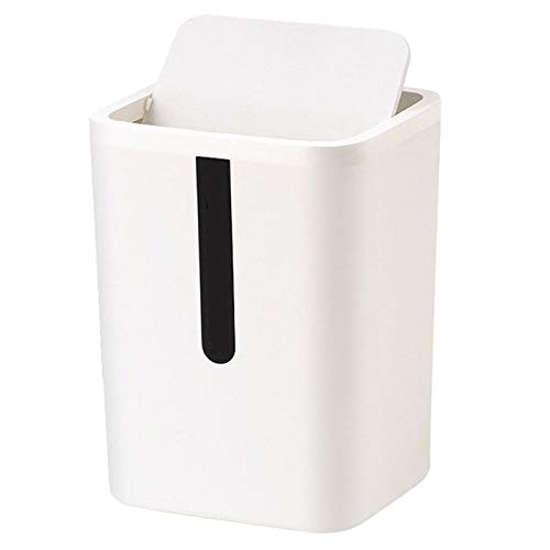 Mini Plastic Trash Can with Shake Cover - Small Desktop Garbage Bin for Home, Office, Kitchen & Bathroom - White Compact Waste Basket for Desks, Counters & Dorm Rooms