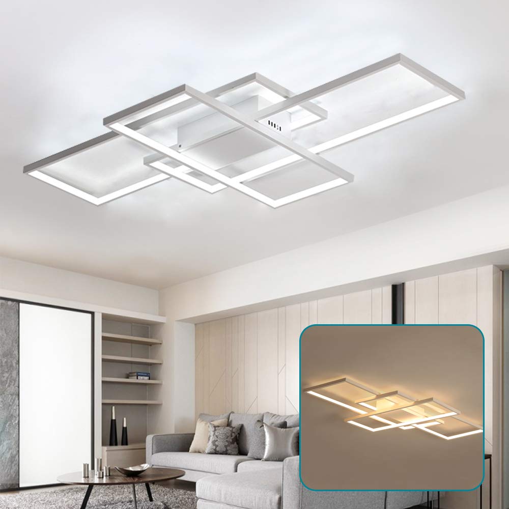 Modern LED Square Chandelier Ceiling Light - Energy Efficient Dimmable Lighting Fixture for Living Room, Bedroom, Dining Room & Kitchen | Perfect for Home Decor and Ambient Lighting