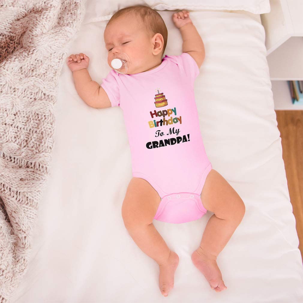 Happy Birthday to My Grandpa Baby Bodysuit - Funny Cotton Onesie for Boys & Girls (6 Months, Kelly Green) - Perfect for Grandfather's Birthday Celebrations & Family Photos