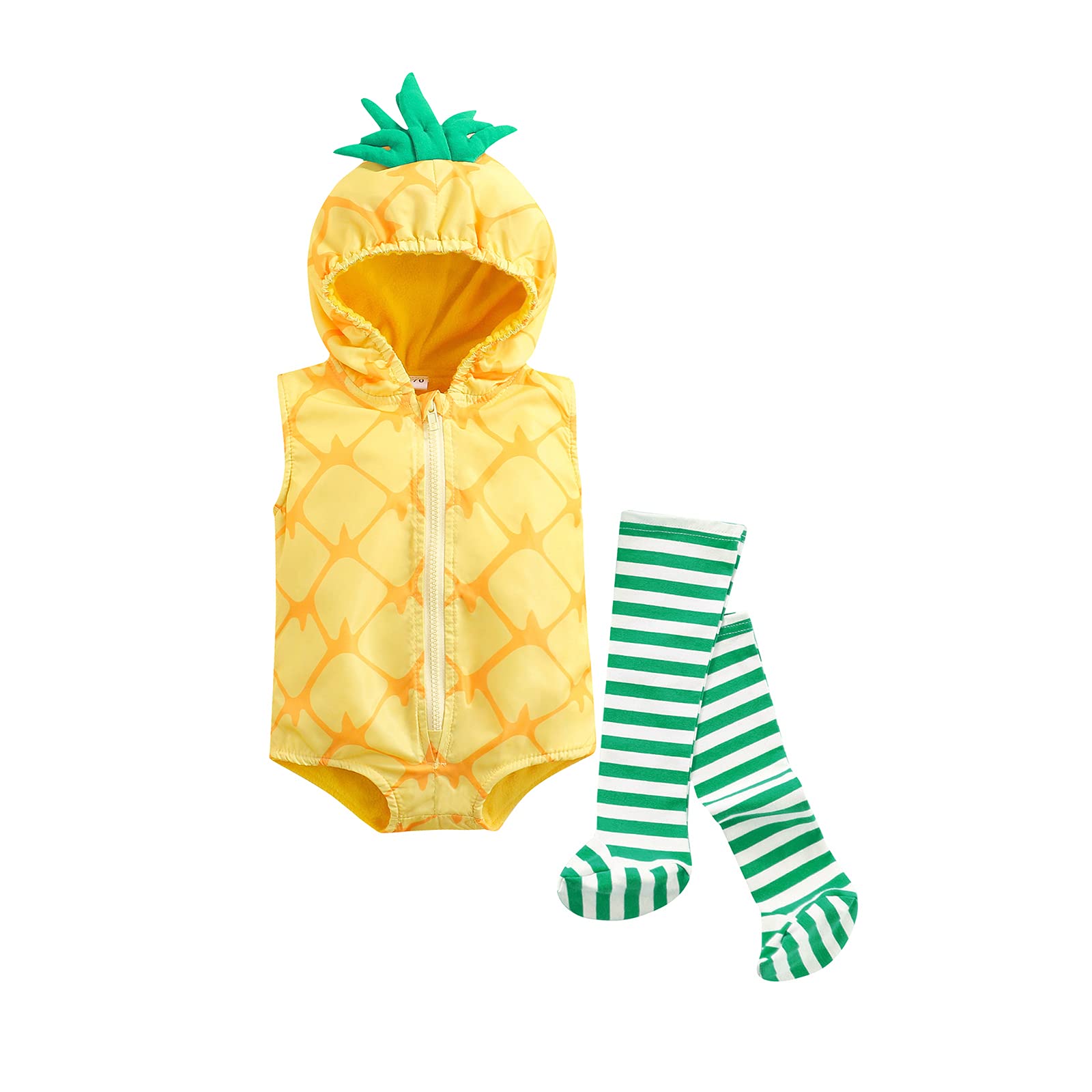 Unisex Baby Pineapple Costume - Newborn Photography Props, Striped Romper & Socks Set for Boys & Girls | Perfect for Halloween, Birthday Parties & Photo Shoots
