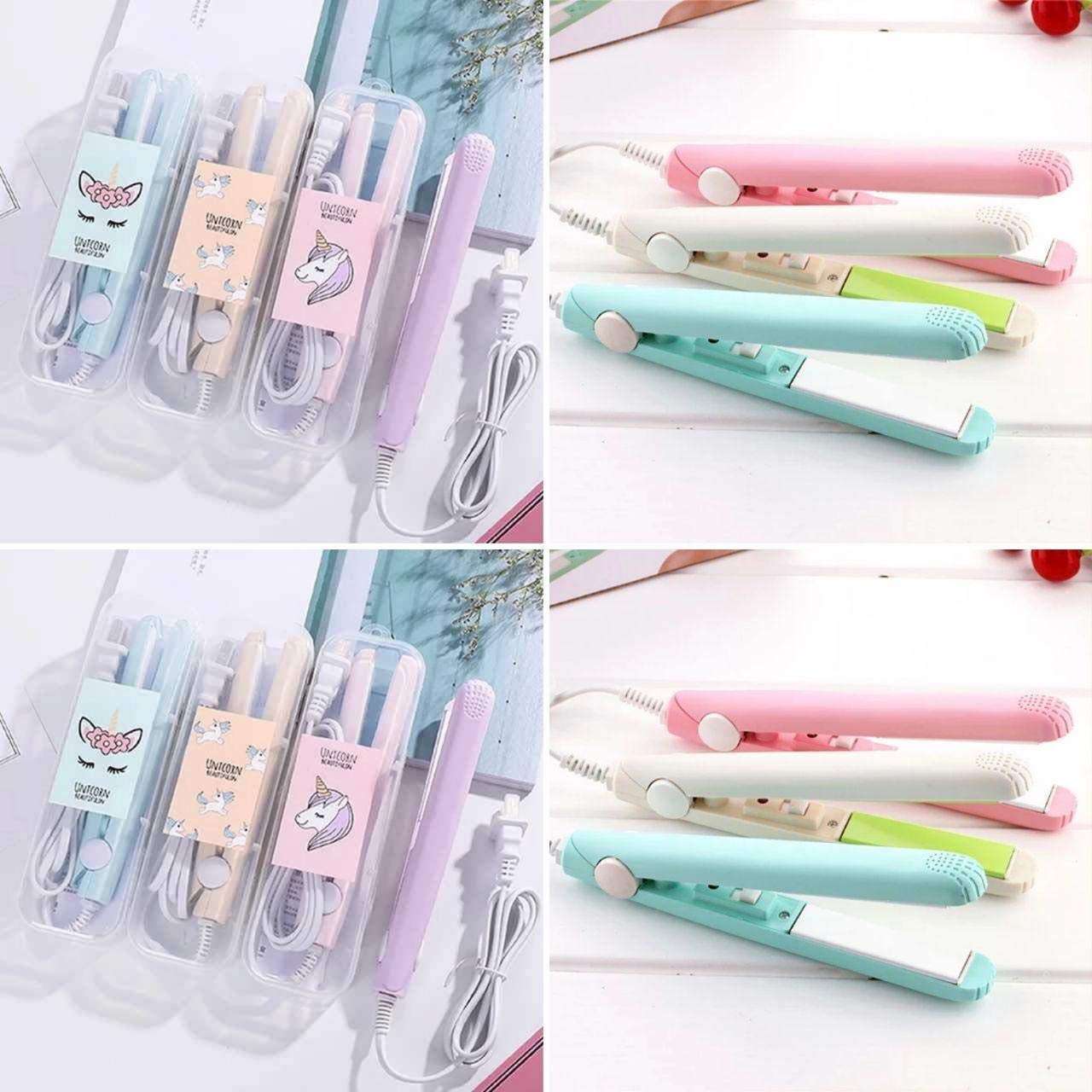 ZILLOQUIL Mini Hair Straightener - Professional Flat Iron with Adjustable Temperature Control, Compact Travel Size with Plastic Storage Box | Perfect for Styling, Smoothing & Straightening Hair at Home or On the Go