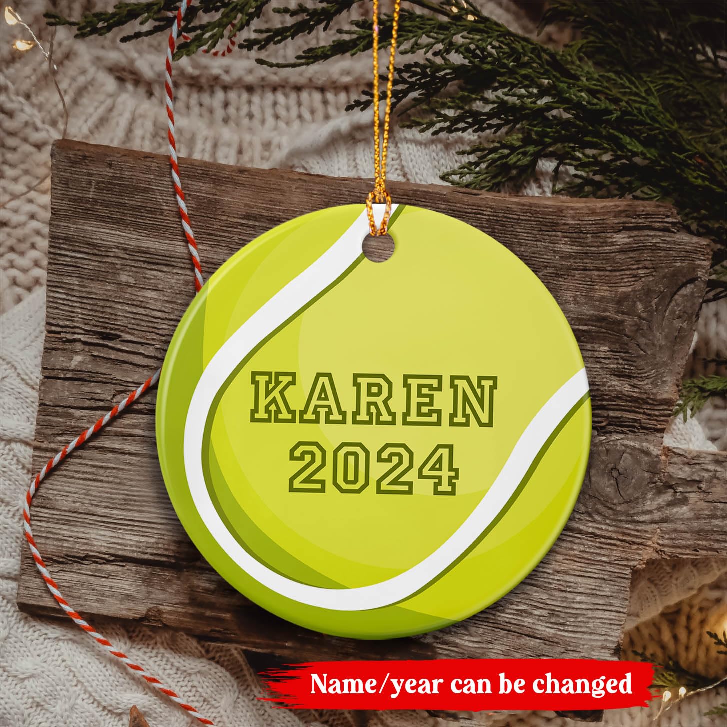 Custom Tennis Christmas Ceramic Ornament 2025 - Personalized Tennis Ball Keepsake for Christmas Tree - Unique Xmas Decor & Tennis Player Gift - Perfect for Holiday Decorations, Sports Lovers & Christmas Presents