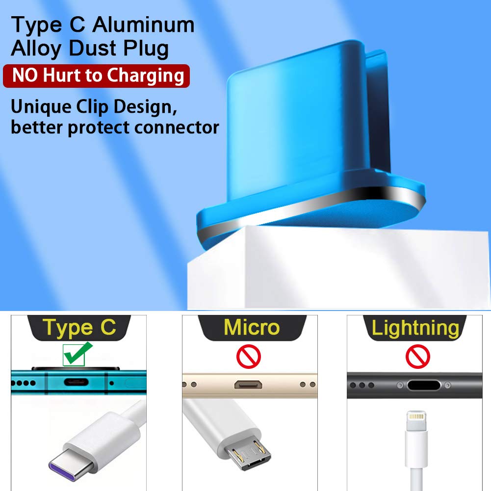 Premium Metal USB-C Port Dust Cover Plug & SIM Ejector Tool - Anti-Dust Protector for Samsung Galaxy S24/S23/S22/S21, iPhone 15/14, Laptops & Smartphones (Blue) - Perfect for Travel, Office & Home Use to Keep Charging Ports Clean