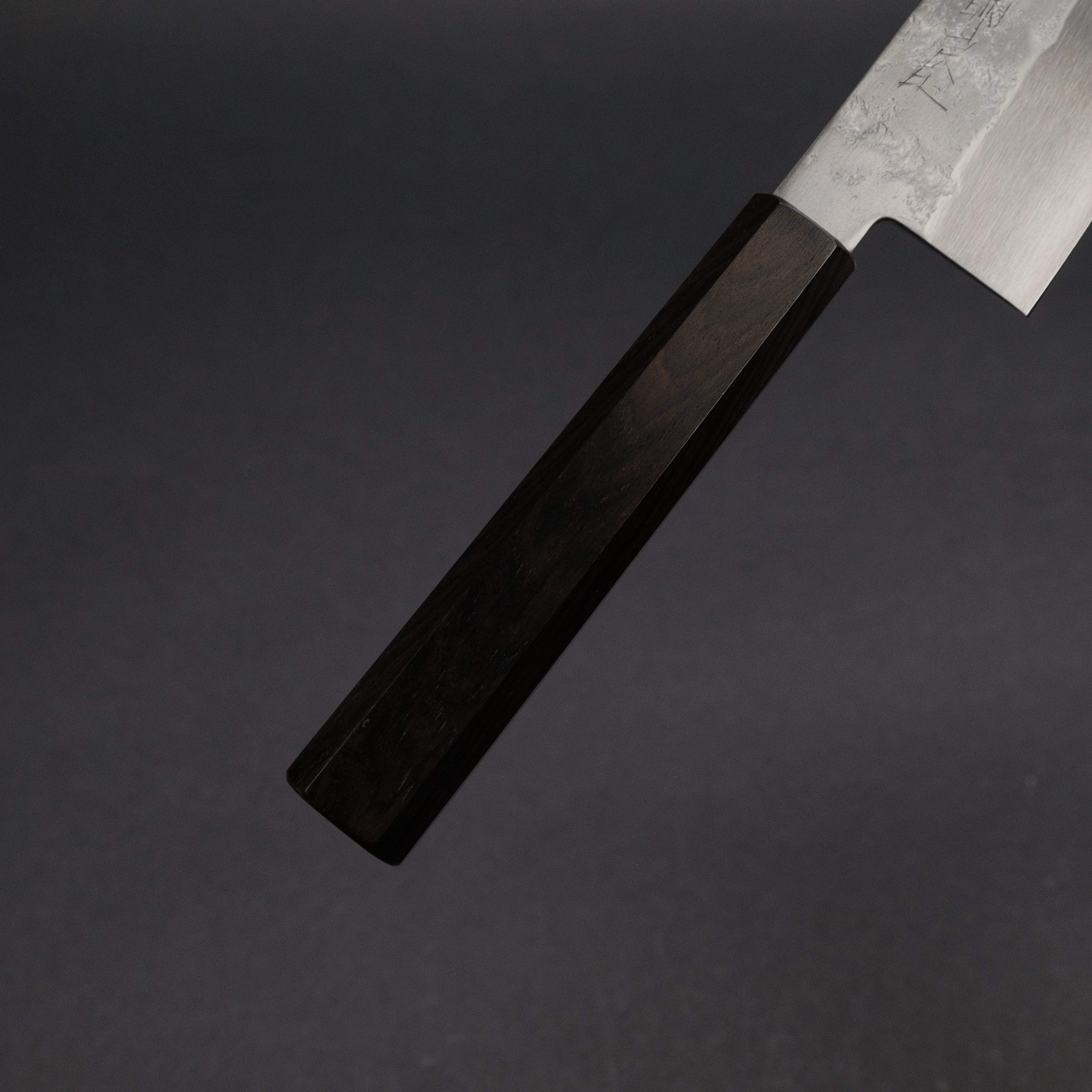 Hitohira Imojiya TH Silver #3 Nashiji Santoku Knife with Ebony Handle - Premium Japanese Kitchen Knife for Slicing, Dicing & Chopping Vegetables, Meat & Fish