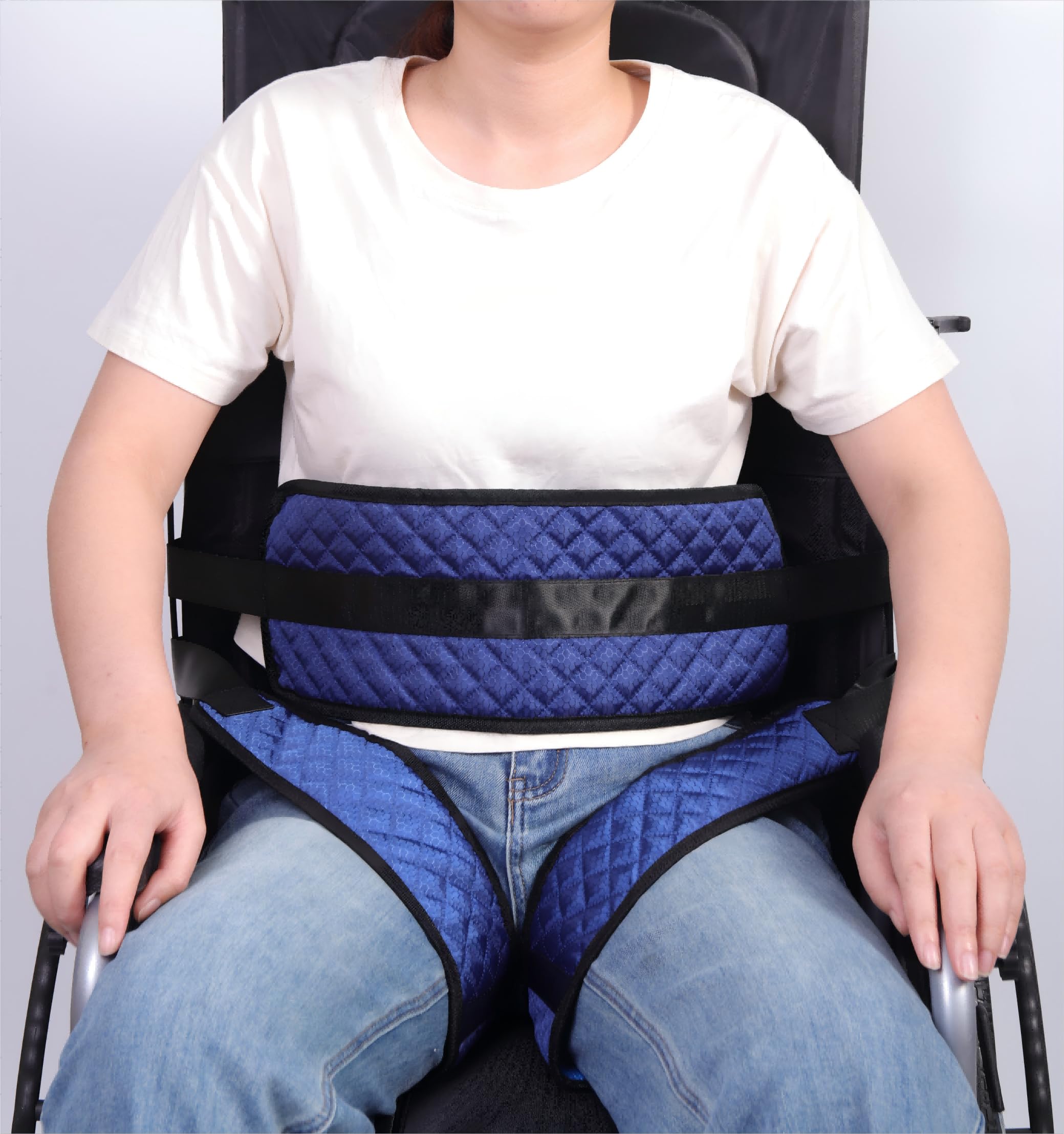 Adjustable Wheelchair Seat Belt with Buckle - Waist & Leg Safety Restraint for Elderly, Disabled & Patients - Comfortable & Secure Mobility Aid - Blue (Ideal for Home Care, Hospitals & Nursing Facilities)