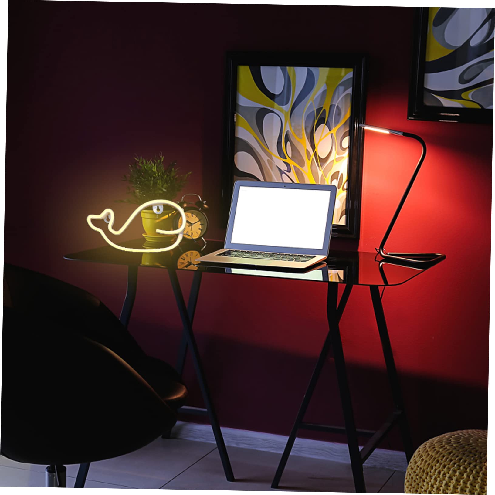 Angoily Whale Pattern Neon LED Lamp - Battery Powered Night Light for Kids Room Decor, Nursery, Bedroom & Party Decoration