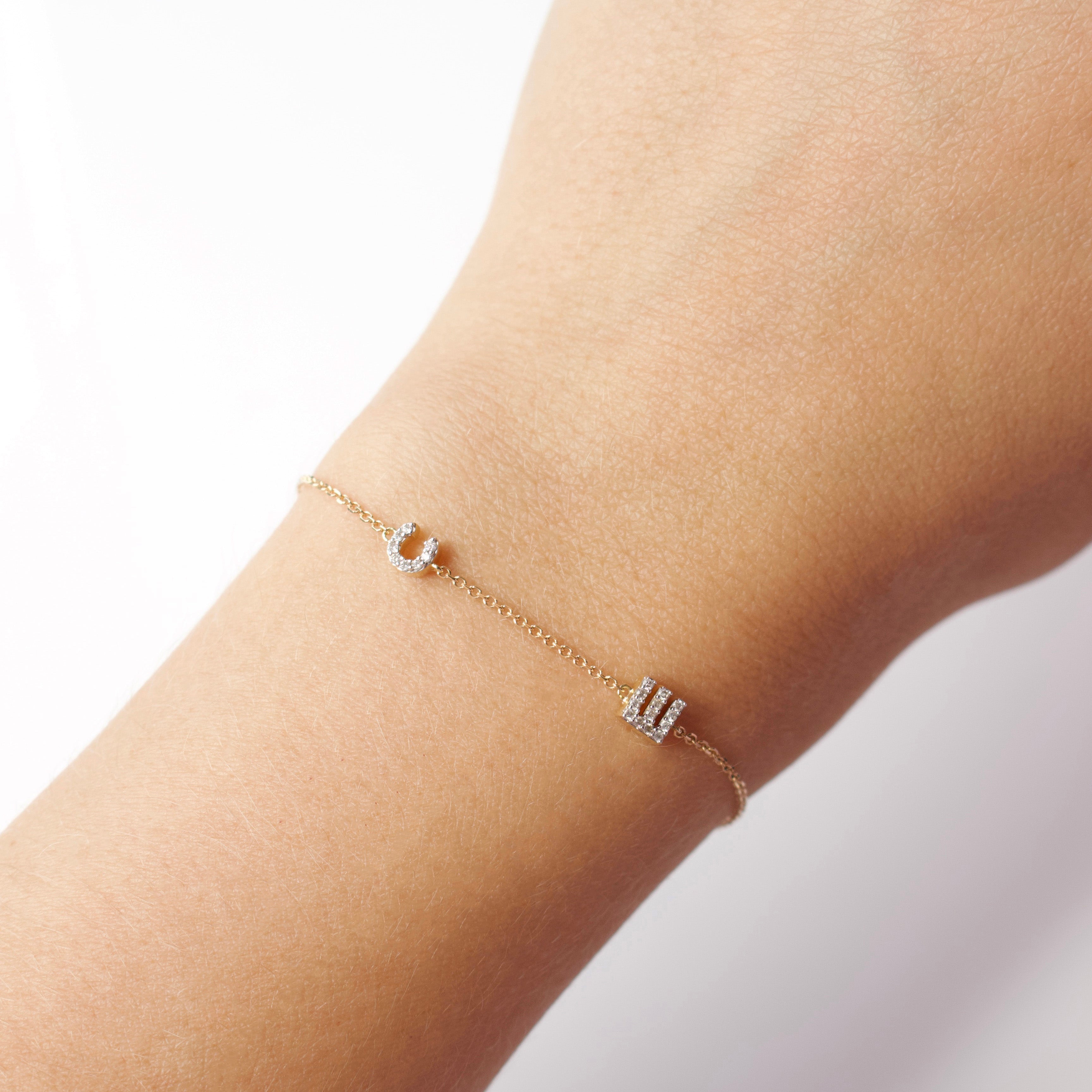 Personalized Diamond Initial Bracelet for Women - Custom Name Letter Jewelry Gift for Her - Perfect for Birthdays, Anniversaries & Special Occasions