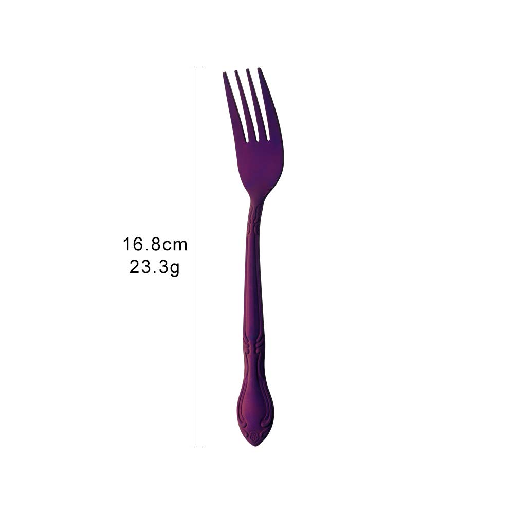 12-Piece Stainless Steel Salad Forks Set - Elegant Flower Edge Design, 6.4 Inch Appetizer & Dessert Forks - Perfect for Dinner Parties, Weddings & Home Entertaining (Purple)