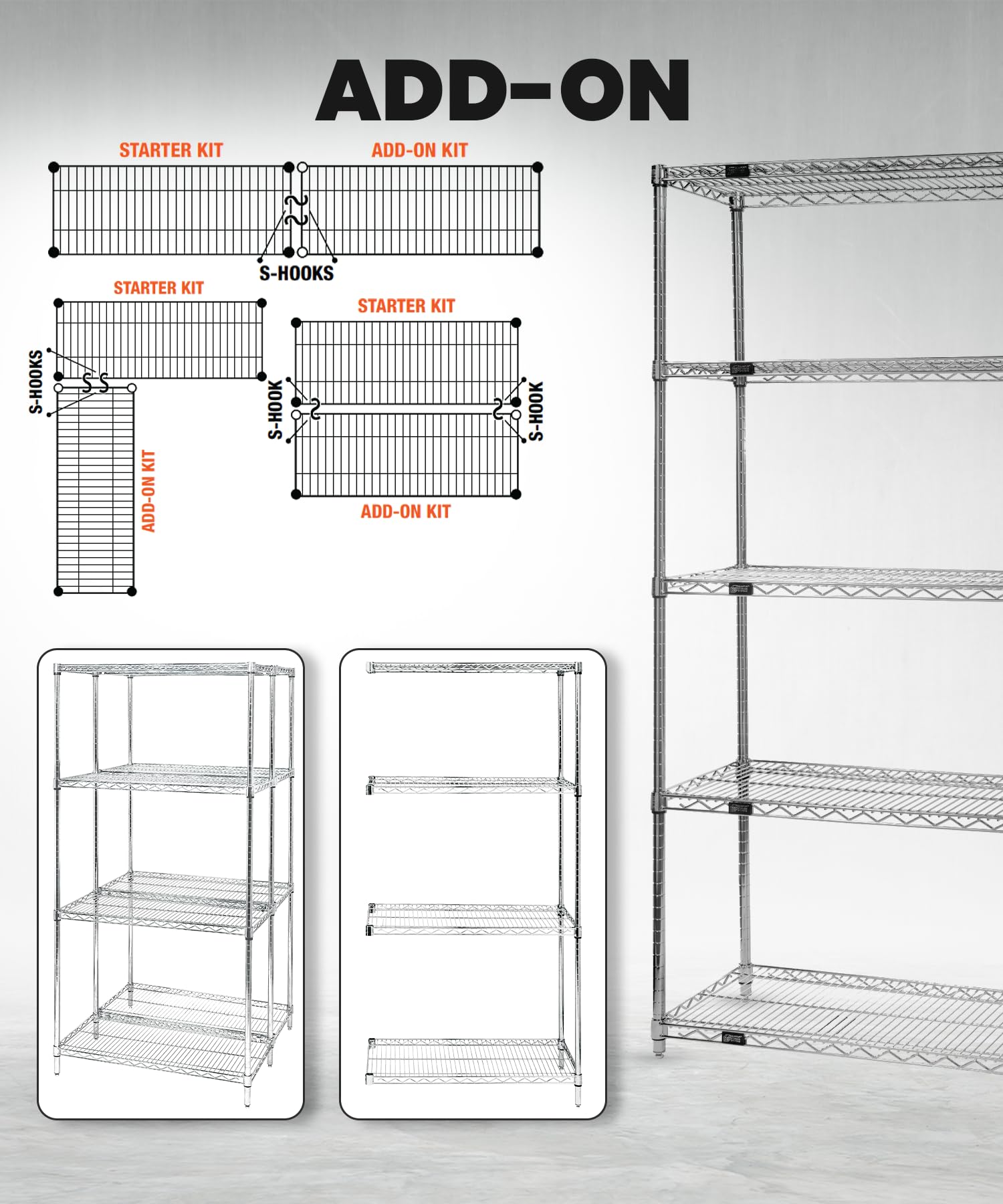 Quantum 4-Tier Wire Shelving Kit - 12x36x74