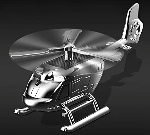 Solar Powered Helicopter Car Air Freshener - Rotating Zinc Alloy Vehicle Perfume Diffuser with 3 Fragrance Tablets (Silver) | Perfect for Cars, Trucks, and Office Spaces
