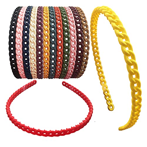 Yazon 12 Pack Thin Headbands for Women & Girls - Plastic Teeth Hair Bands for Kids & Teens - Fashion Hair Accessories for School, Sports, Work & Everyday Use