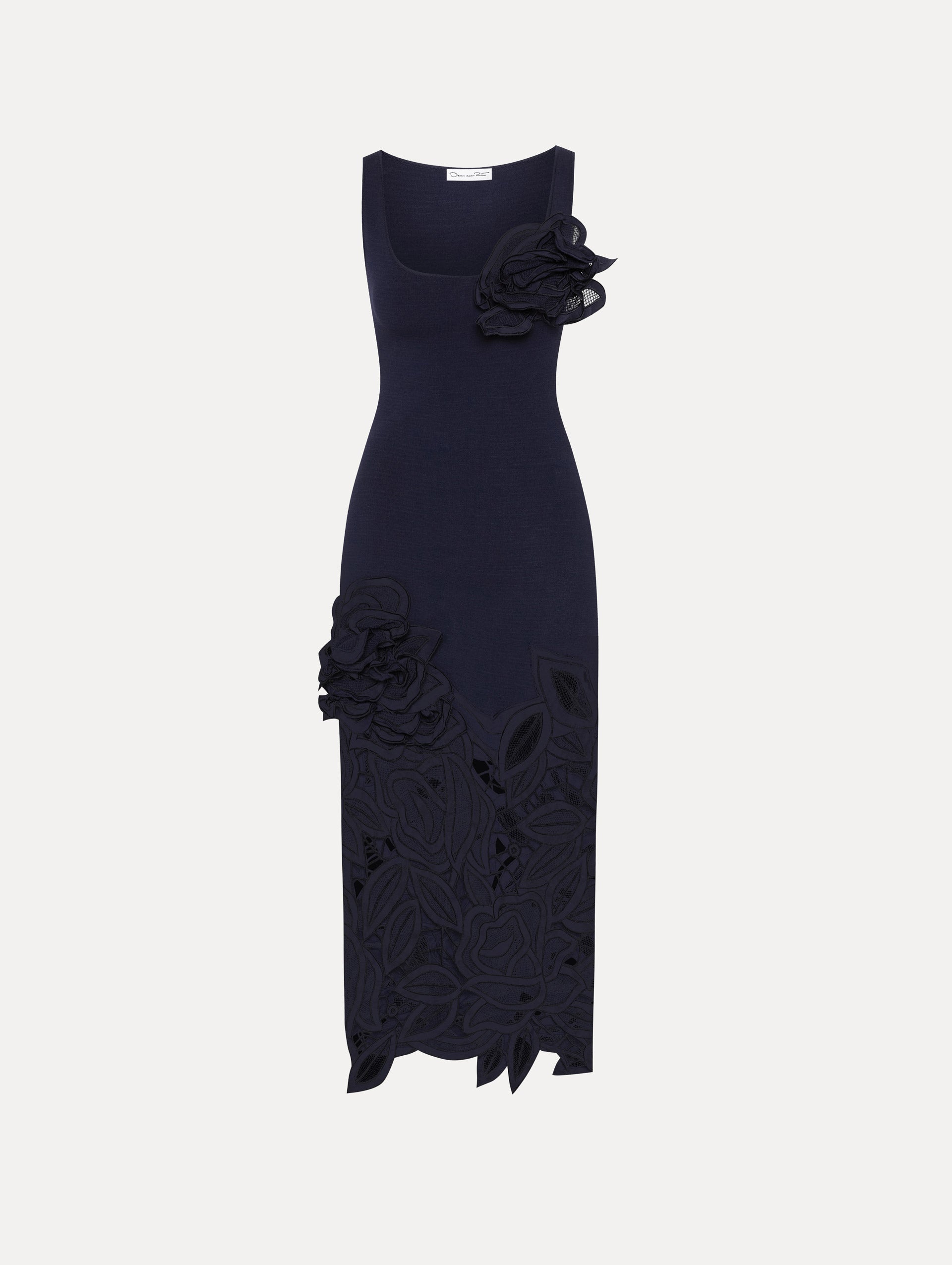 English Rose Cutout Knit Dress - Floral Lace Summer Dress for Women, Elegant Sleeveless Party Dress, Perfect for Weddings, Dates & Special Occasions
