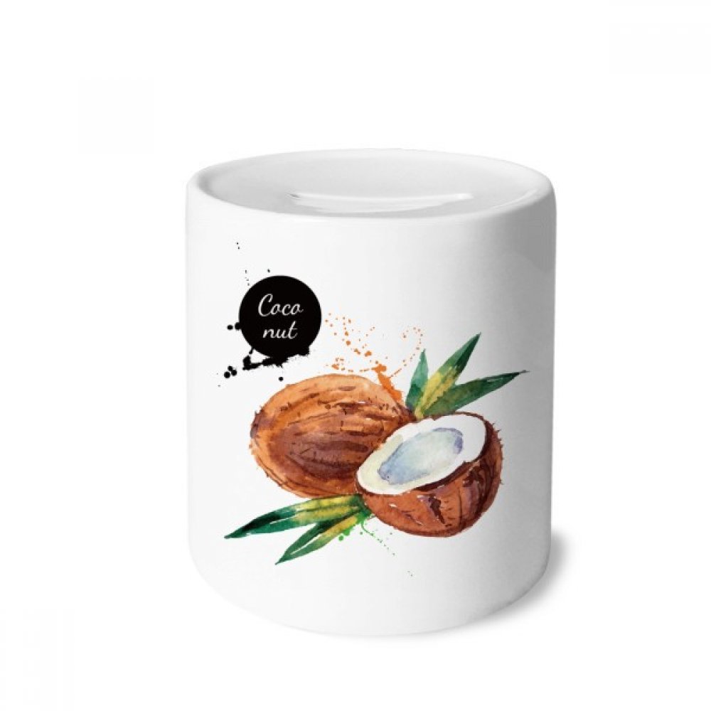 DIYthinker Coconut Fruit Ceramic Piggy Bank - Healthy & Tasty Watercolor Money Box for Coins, Savings & Gifts | Perfect for Kids Room Decor, Birthday Presents & Home Savings Jar