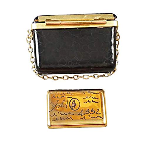 Rochard Black Purse Limoges Porcelain Box - Elegant Hand-Painted French Collectible Jewelry Trinket Box for Women - Perfect for Gift Giving, Home Decor & Jewelry Storage