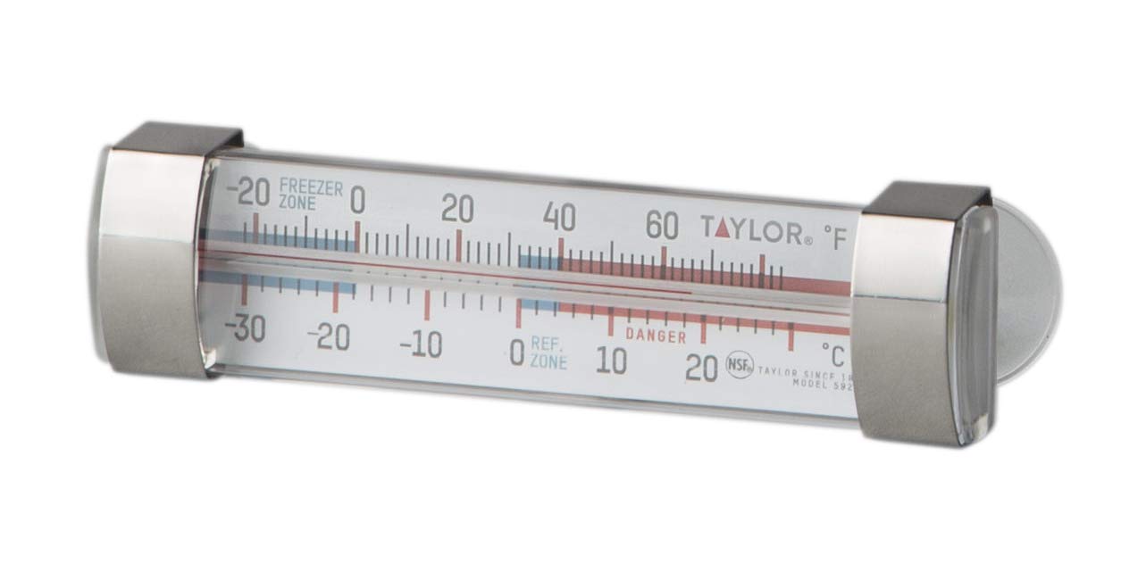 Taylor Large Tube Analog Refrigerator and Freezer Thermometer with Suction Cups - Accurate Temperature Monitor for Fridge, Freezer & Kitchen - Easy to Read Display for Food Safety & Storage Monitoring
