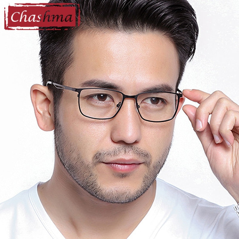 Stylish Men's Square Eyeglasses Full Rim Alloy Frame - Trendy Reading Glasses for Men, Computer Glasses & Fashion Accessory (Model 2049) - Perfect for Office, Driving & Daily Use