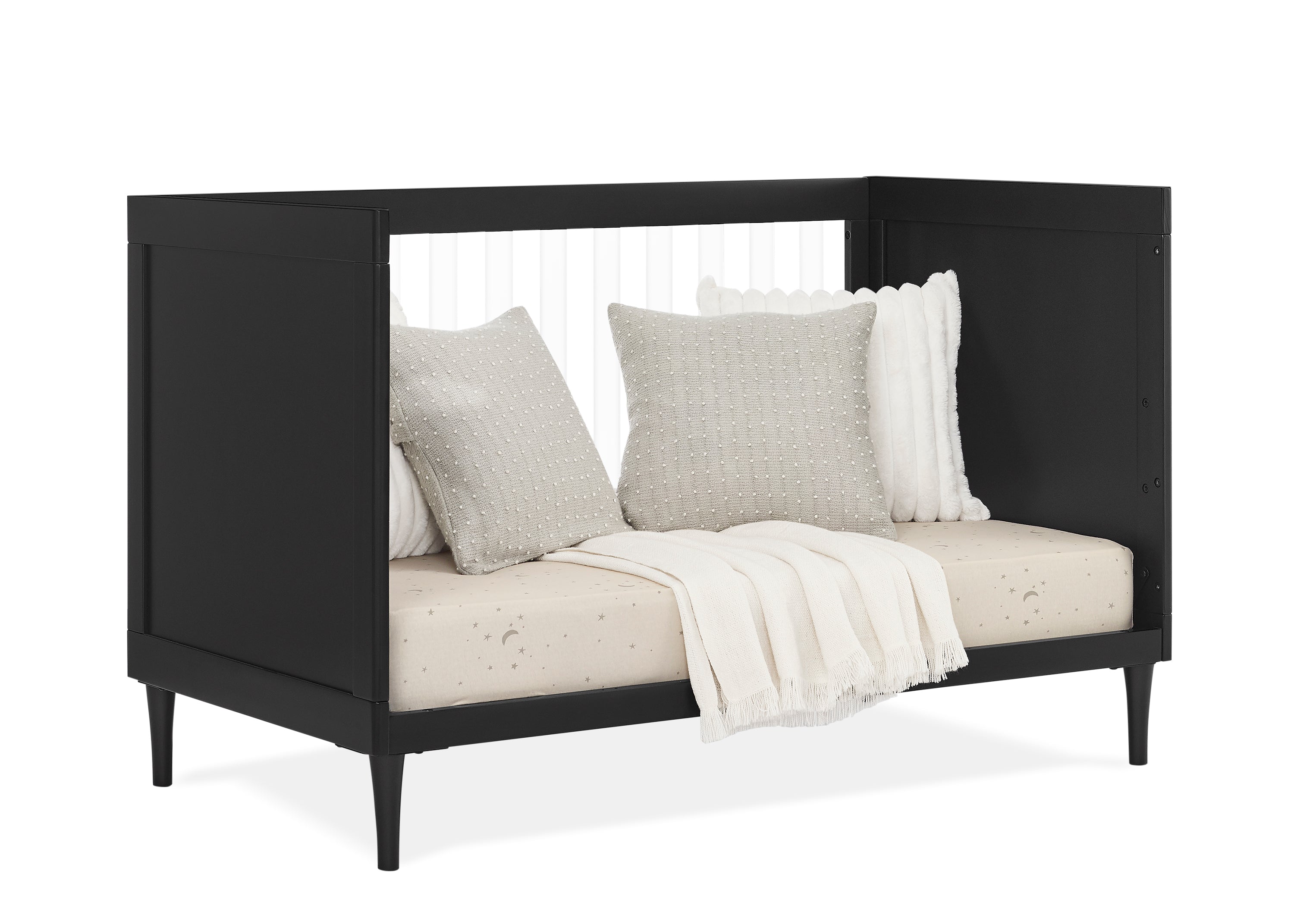 Bowie 4-in-1 Convertible Baby Crib - Toddler Bed, Daybed & Full-Size Bed | Safe Nursery Furniture for Newborns to Teens | Perfect for Small Spaces & Modern Nurseries