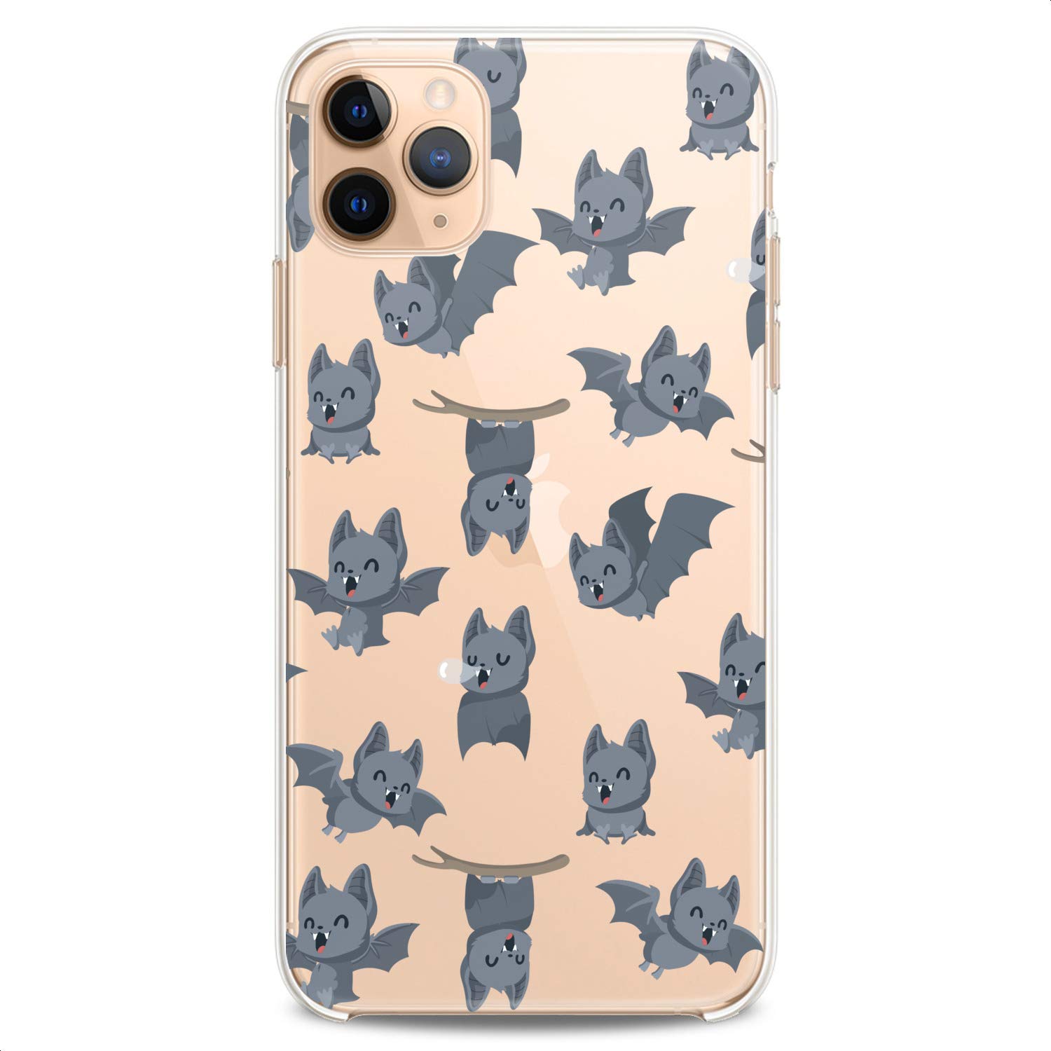 Funny Bats Print Cute Flexible Silicone Phone Case Compatible with iPhone 14/13/12/11/X/8/7/SE/6s/5 - Slim Clear Protective Cover with Kawaii Animal Design for Women & Girls - Perfect for Daily Use, School, Work and Gift Giving