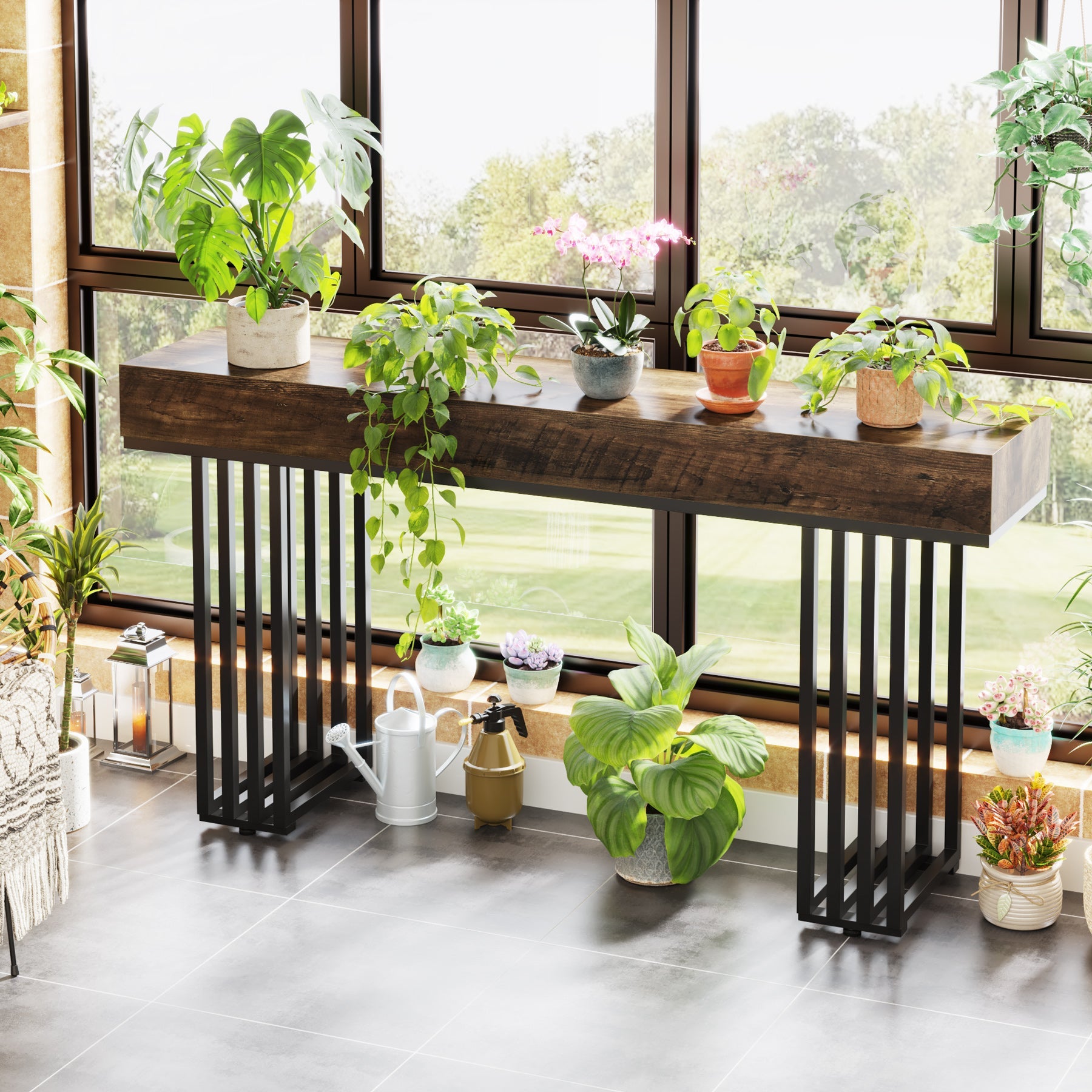 55 Inch Modern Console Table with Sturdy Metal Legs - Elegant Entryway Table for Hallway, Living Room & Bedroom Decor