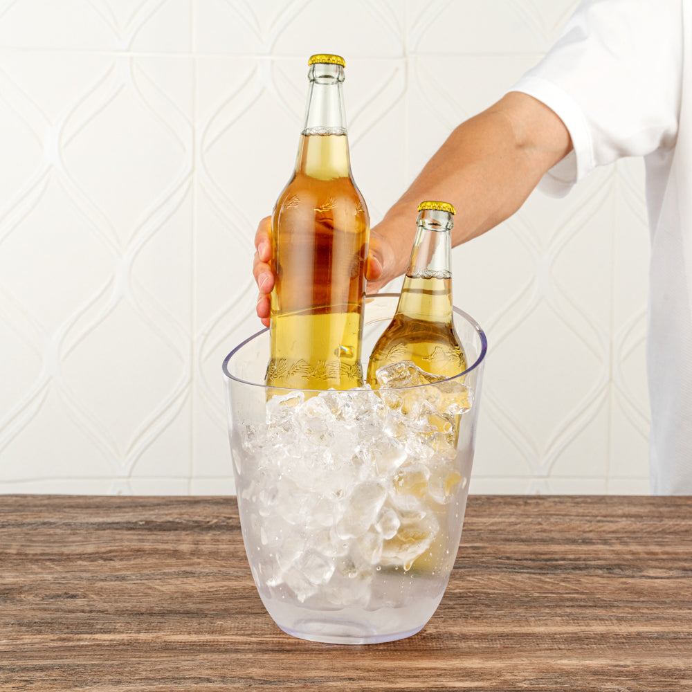 Bar Lux 3.2 Quart Clear Plastic Champagne Wine Bucket - 9.25 x 7.5 x 7.75 Inches - Perfect for Parties, Weddings & Home Entertaining - 1 Count Box
