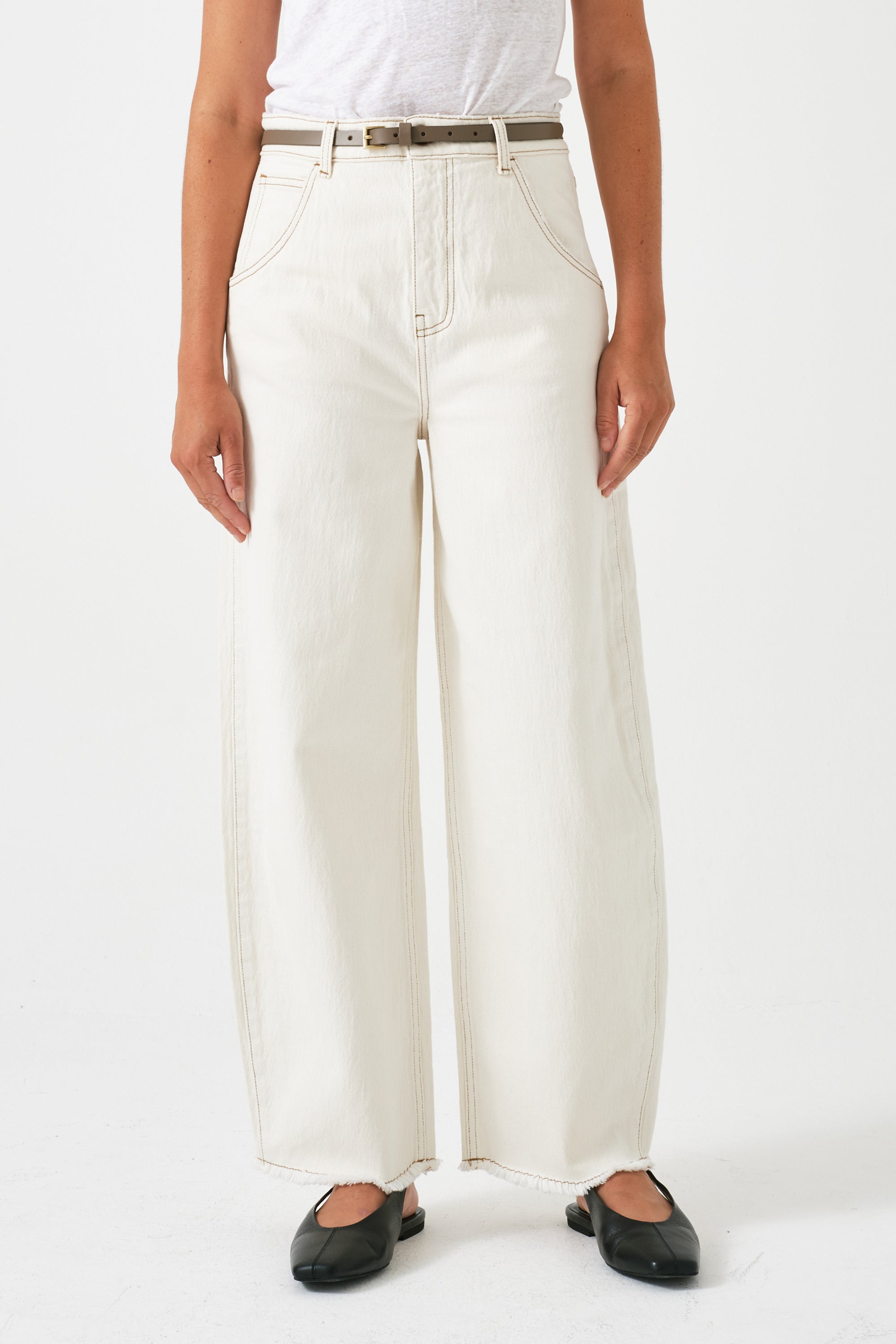 Seventy + Mochi Bootcut Jeans in Ecru - Comfortable Stretch Denim Pants for Women | Perfect for Casual Wear, Office & Date Night