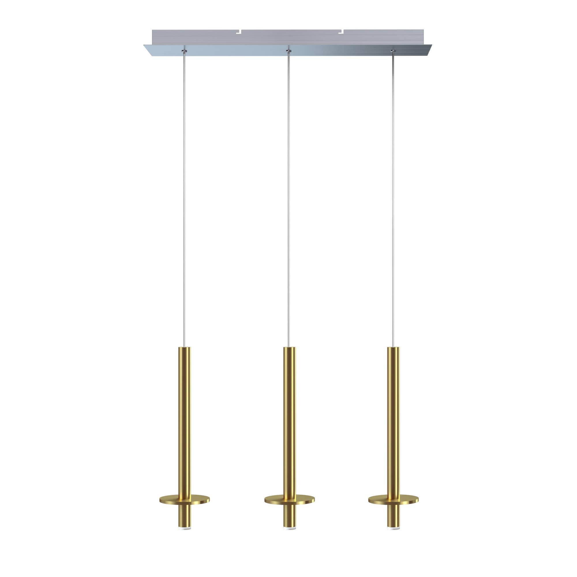 Draco 3 Pendant Lighting Brass - Modern LED Hanging Light Fixture for Kitchen Island, Dining Room, Bar, Foyer - Adjustable Dimmable Cluster Mini Metal Rod Pipe Cylinders - Perfect for Home Decor & Commercial Spaces