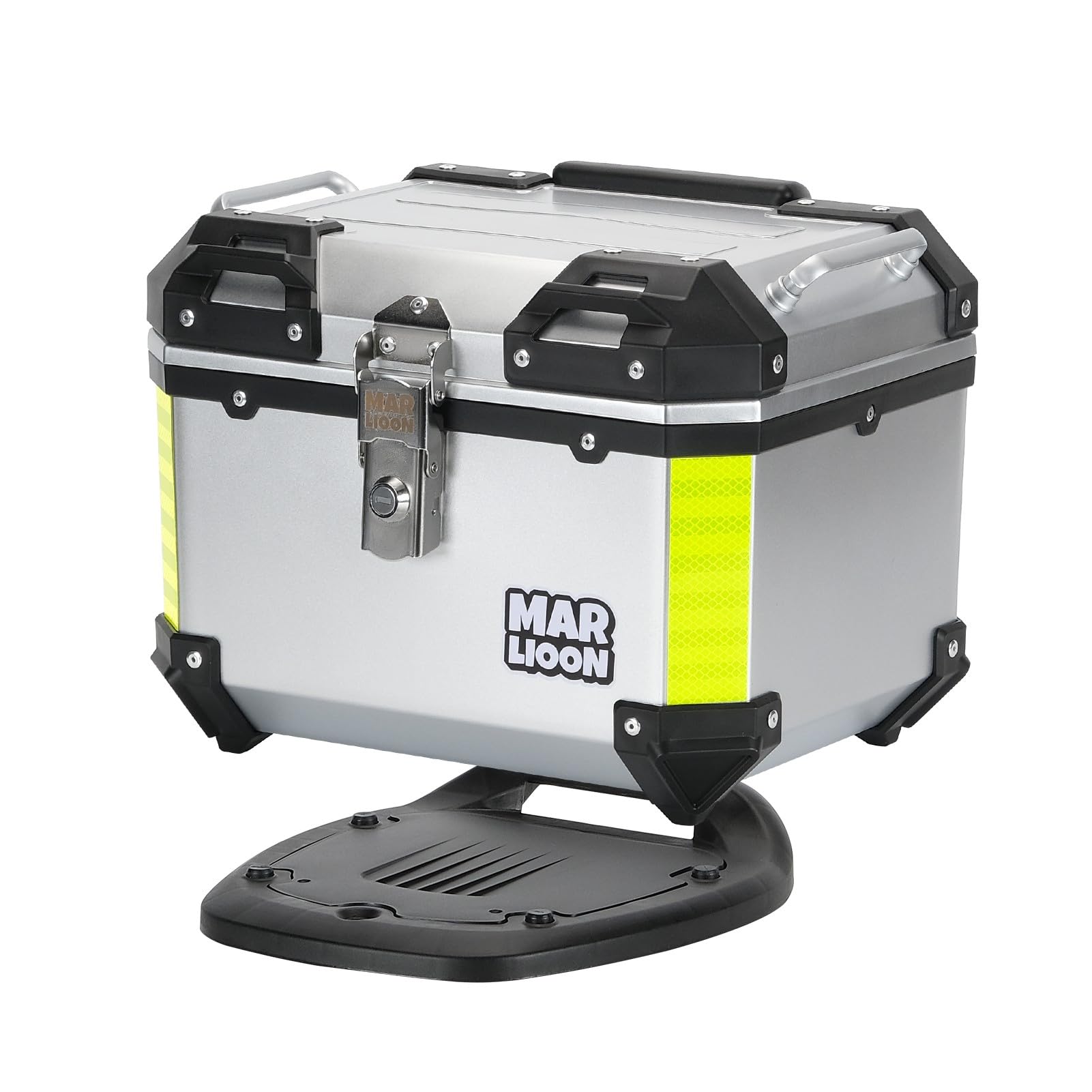 35L Universal Motorcycle Top Case - Quick Release Mounting Plate, Waterproof Scooter Tail Box for Helmet & Luggage Storage - Perfect for Touring, Commuting & Daily Rides (Silver)