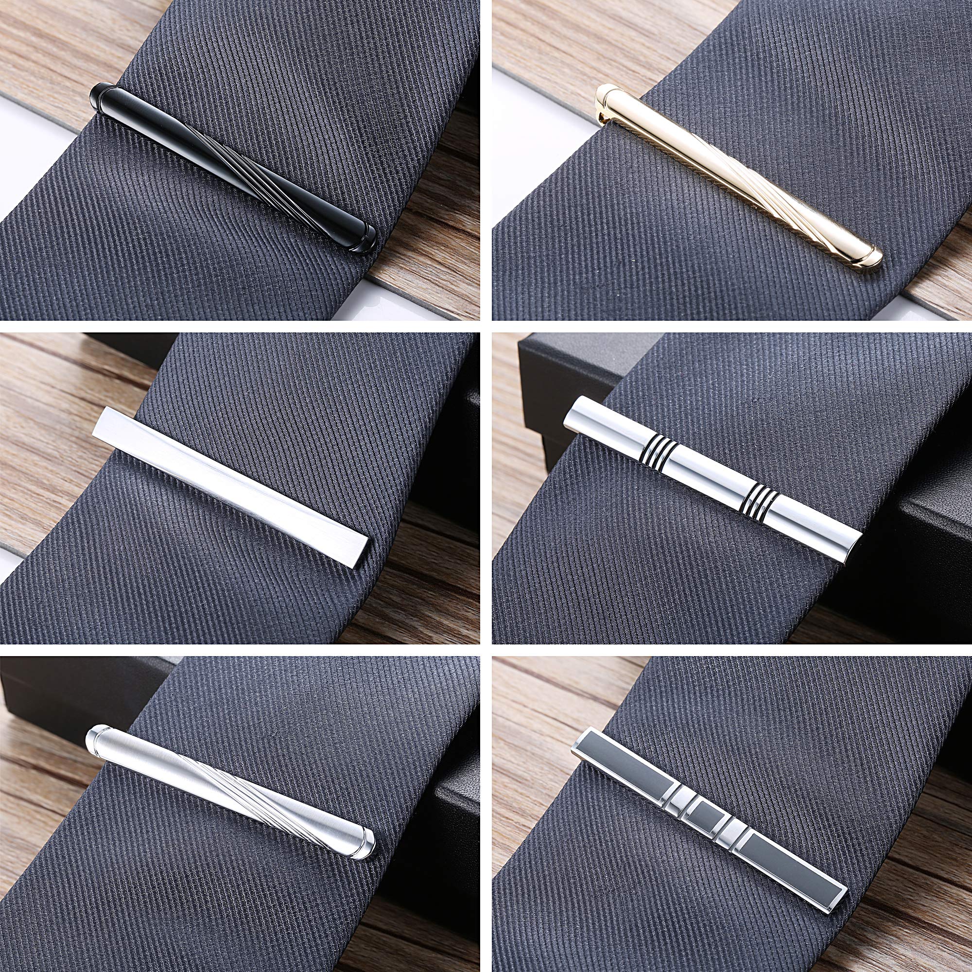 FUNRUN JEWELRY 12-Piece Men's Tie Clip Set - Black Necktie Bars for Wedding & Business Attire - Premium Tie Accessories with Gift Box - Perfect for Formal Events, Office Wear & Groomsmen Gifts