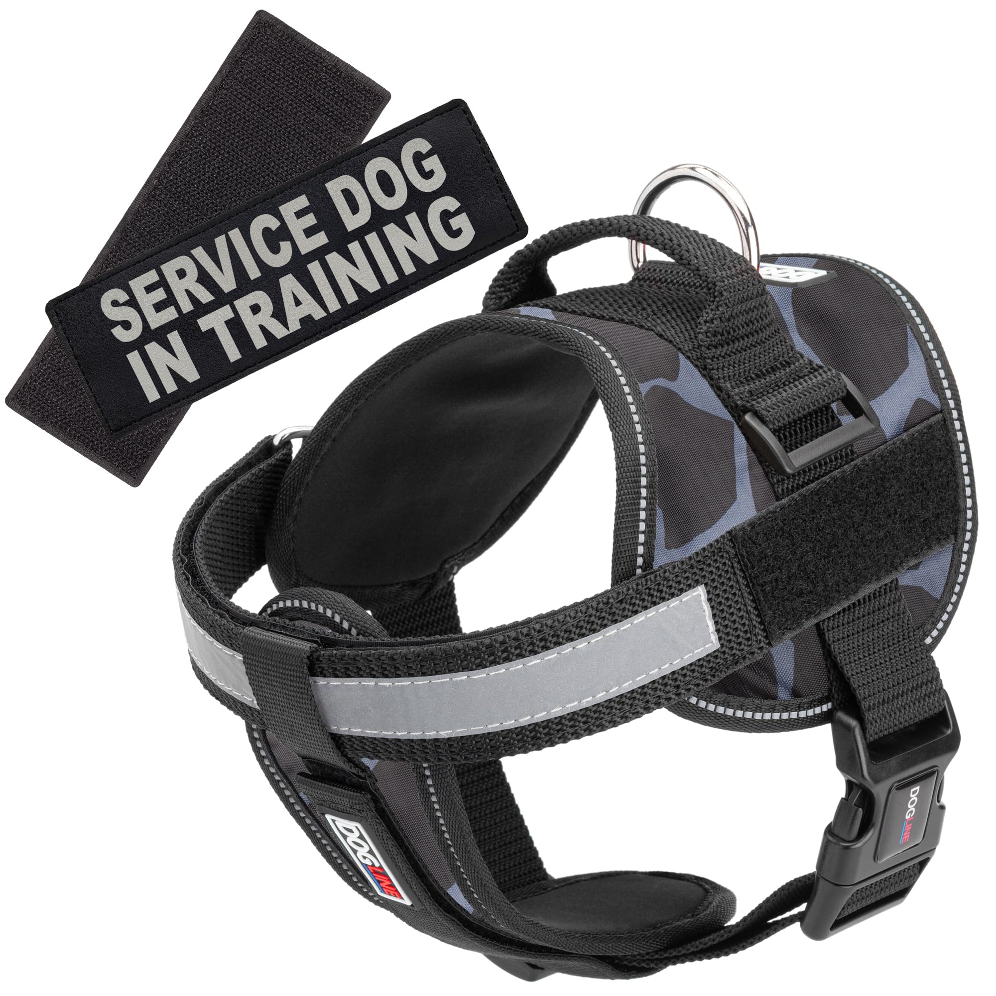 Premium Adjustable Dog Harness Vest with Reflective Strips & Service Patches - Breathable Neoprene for Training, Medical & Service Dogs (36-46