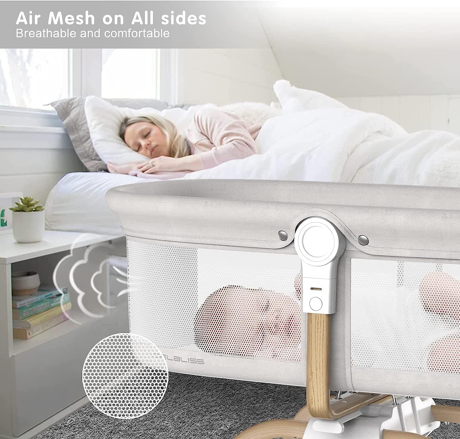 **ANGELBLISS 3-in-1 Rocking Bassinet & Bedside Sleeper – Portable Convertible Travel Crib for Newborns (White) – Perfect for Nursery, Travel & Co-Sleeping**