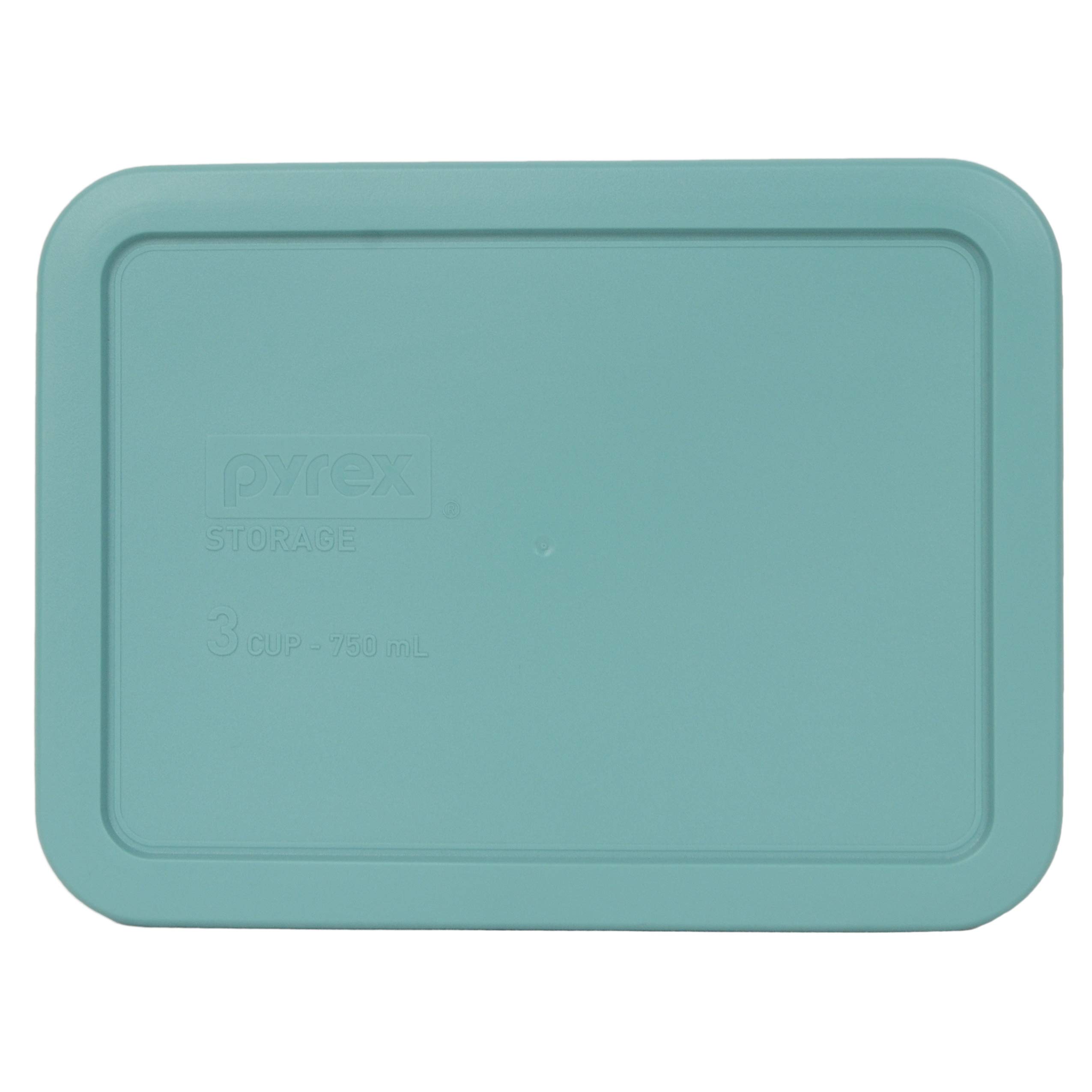 Pyrex 7210-PC 3 Cup Turquoise Rectangle Plastic Food Storage Container with Lid | BPA-Free, Made in USA | Perfect for Meal Prep, Leftovers & Pantry Organization