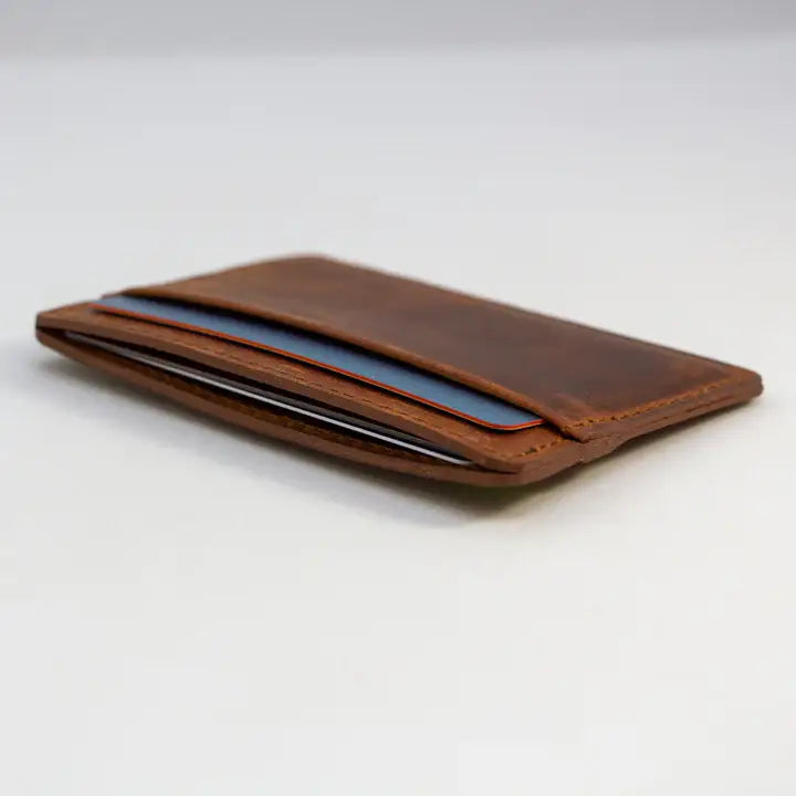 Premium Saddle Brown Leather Card Wallet for Men & Women - RFID Blocking, Slim Minimalist Design - Perfect for Everyday Use, Travel & Business