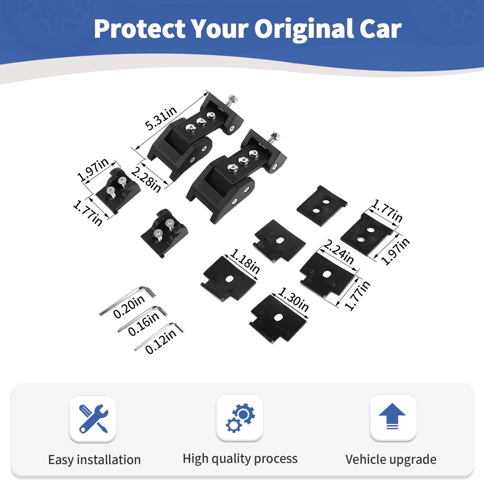 Jeep Wrangler JK JKU JL JLU & Gladiator JT Hood Latches Catch Kit - Black Exterior Accessories (2007-2023 Models) - Extra Screw Style for Enhanced Security - Perfect for Off-Roading & Daily Driving